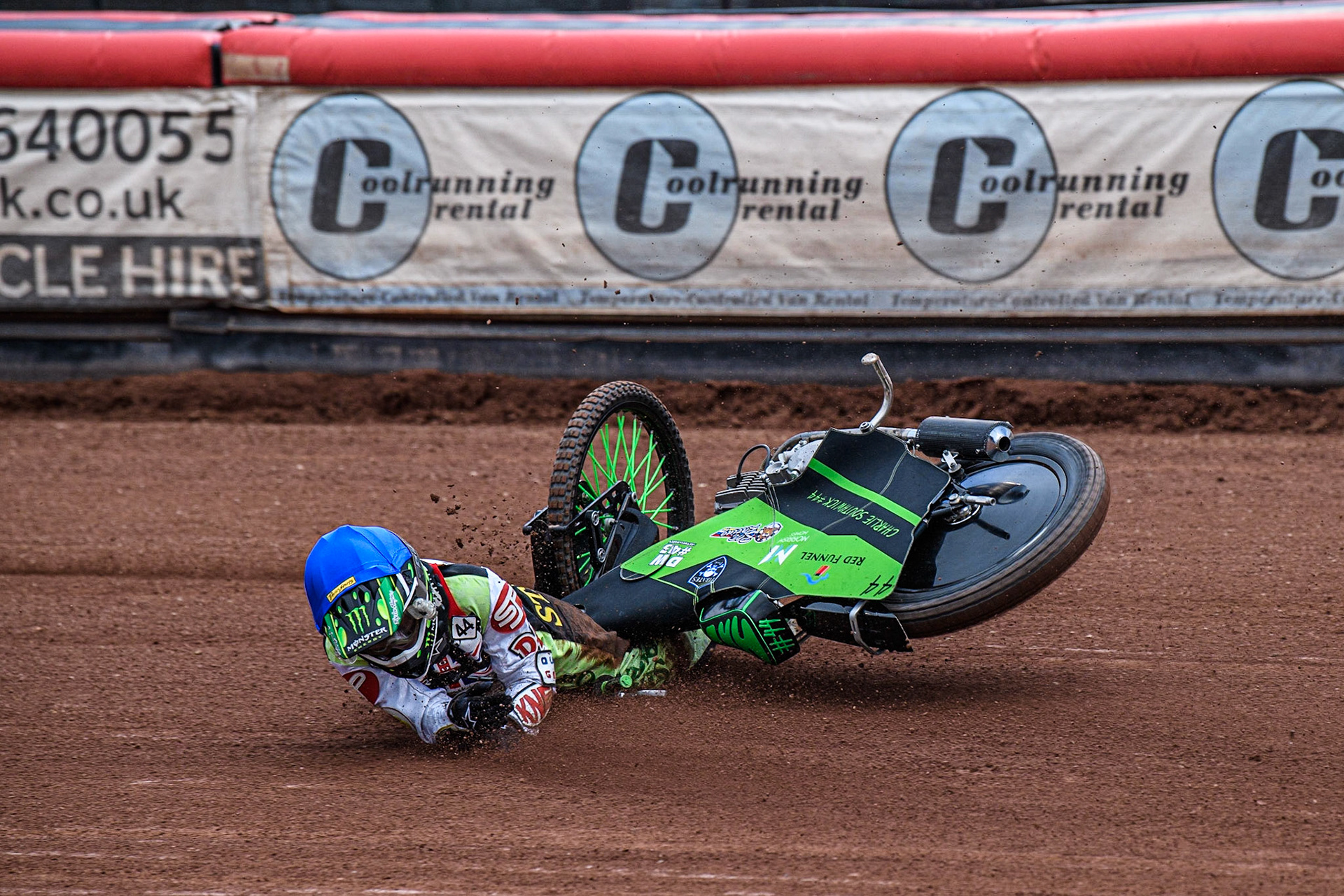 Charlie Southwick  falls during the British Youth Championships at the National Speedway Stadium, Manchester on Friday 12th May 2023. (Photo: Ian Charles | MI News)