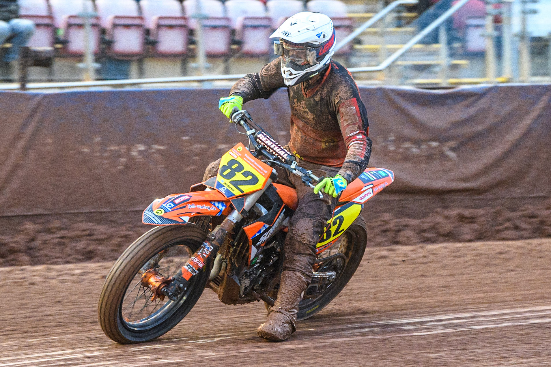 Markus Jell (82) from Germany in action  during the FIM World Flat Track Championship Round 1 at the National Speedway Stadium, Manchester on Saturday 5th August 2023. (Photo: Ian Charles | MI News)