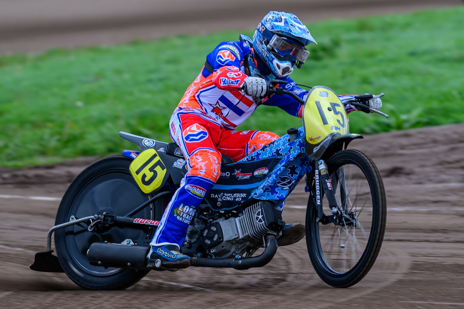 Dave Meijerink (15) of Netherlands during practice for  the FIM Long Track of Nations 2026 at the Speed Centre Roden in the Netherlands on Sunday 20th September 2026. (Photo: Ian Charles | MI News)
