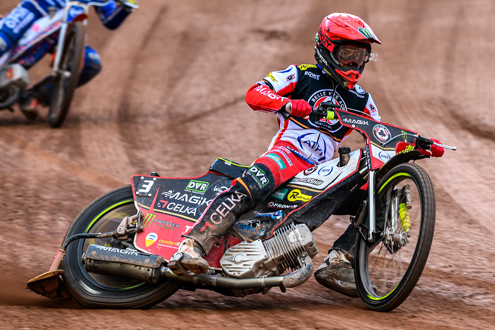 Belle Vue Aces' Jaimon Lidsey in action during the Rowe Motor Oil Premiership match between Belle Vue Aces and King's Lynn Stars at the National Speedway Stadium, Manchester on Monday 23rd June 2025. (Photo: Ian Charles | MI News)