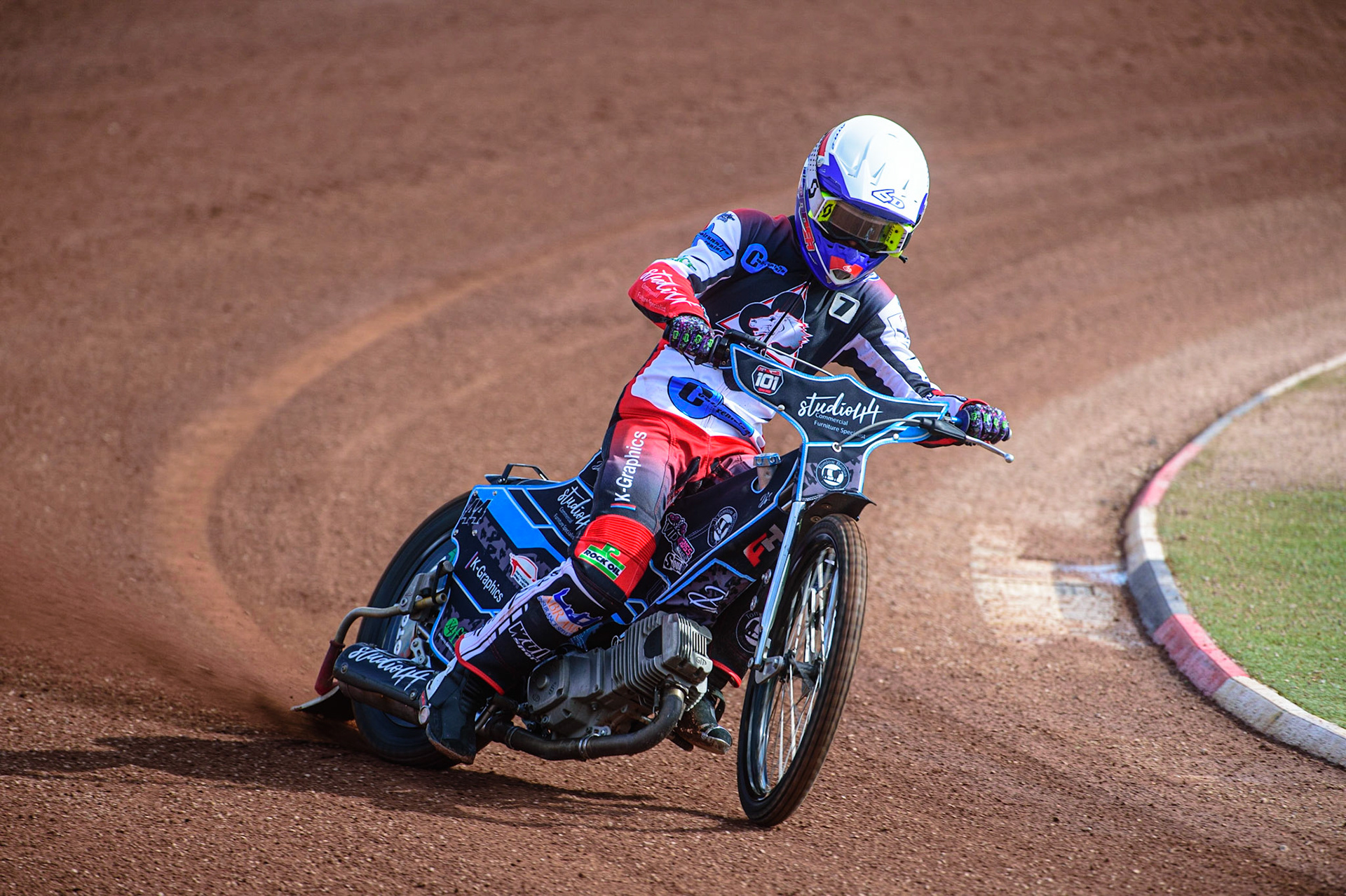 MANCHESTER, UK. MAR 14TH Freddie Hodder in action during the Belle Vue Speedway Media Day at the National Speedway Stadium, Manchester on Monday 14th March 2022. (Credit: Ian Charles | MI News)