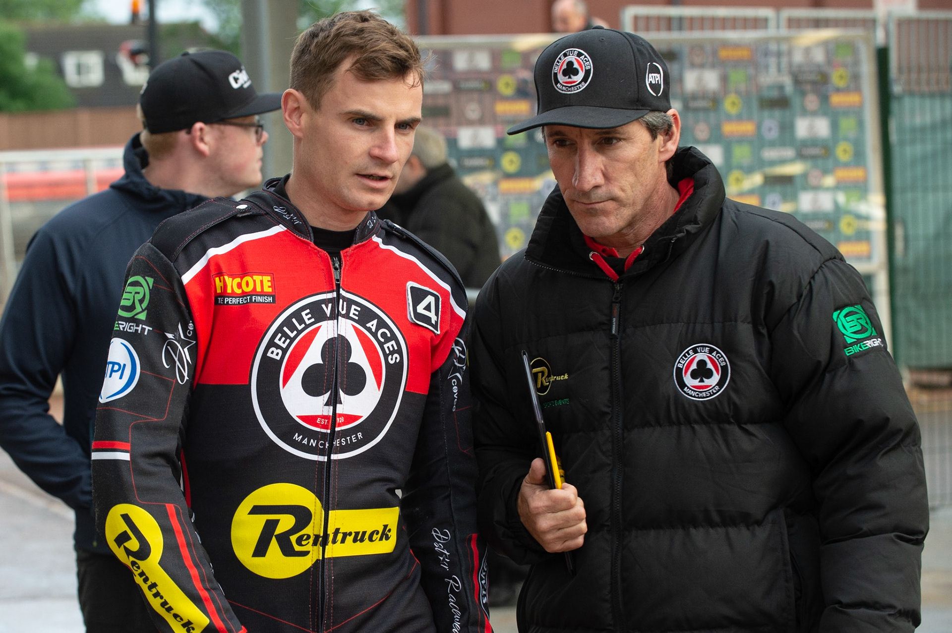 Photo by Ian Charles:

Steve Worrall  (left) with Mark Lemon 

Belle Vue Aces v Peterborough Panthers, British Speedway Premiership, National Speedway Stadium, Manchester, Thursday, 13, June, 2019