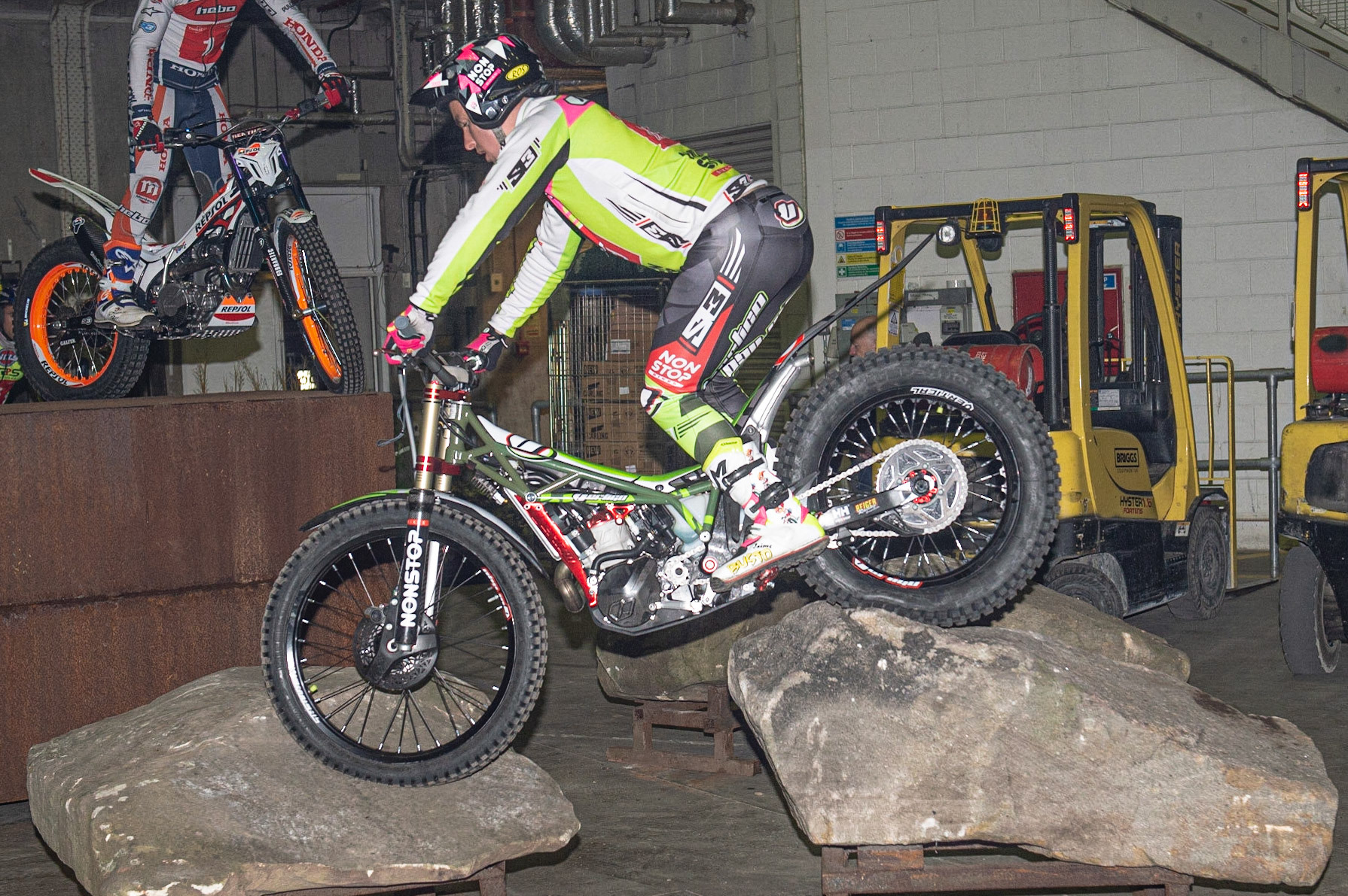 SHEFFIELD, ENGLAND  - DECEMBER 28TH  Jamie Busto, Spain (Vertigo) in the warm up area backstage  during the 25th Anniversary Sheffield Indoor Trial at the FlyDSA Arena, Sheffield on Saturday 28th December 2019. (Credit: Ian Charles | MI News)