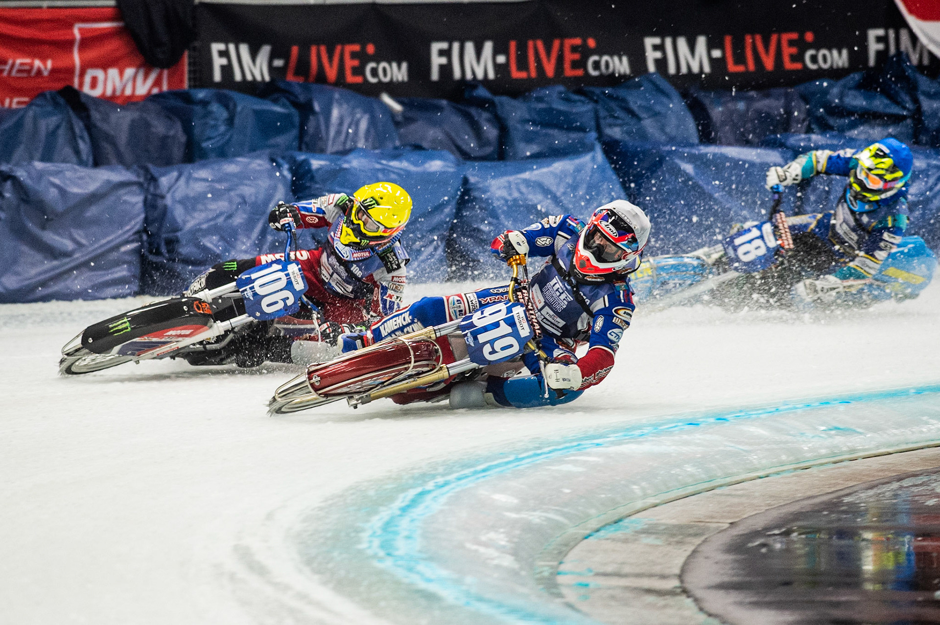 Photo: Ian Charles

Dmitri Khomitsevich (919) leads Dmitri Koltakov (106) and Luca Bauer (18)

FIM Ice Speedway Gladiators World Championship, Event 4.1, Max-Aicher-Arena, Inzell, Germany, Saturday 16 March 2019