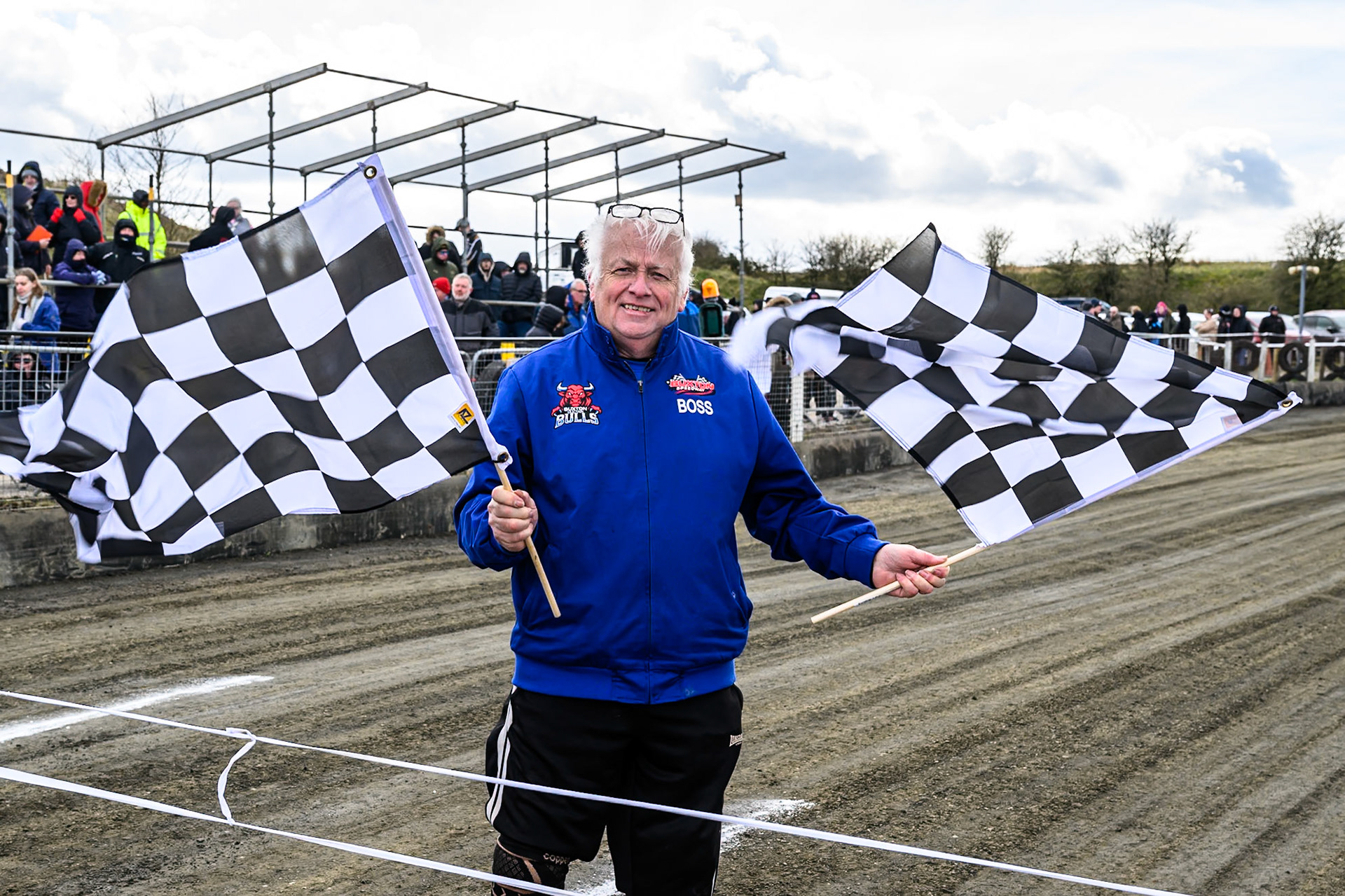 Buxton Promoter Laurence Rogers during the Regina Chains Fours at Buxton Speedway, Buxton on Sunday 5th April 2026. (Photo: Ian Charles | MI News)