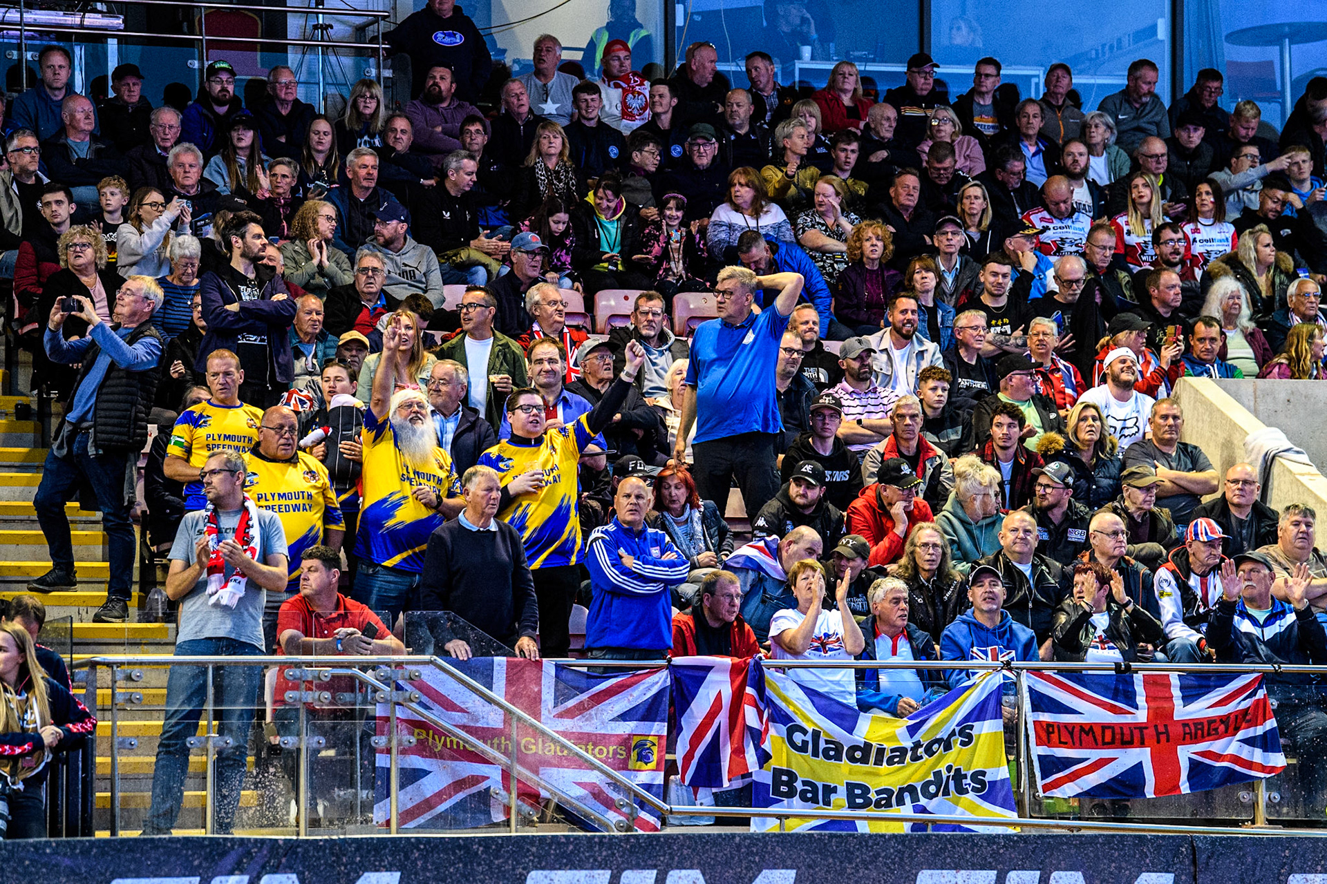 British fans before the final during the Monster Energy FIM Speedway of Nation Final at the National Speedway Stadium, Manchester on Saturday 13th July 2024. (Photo: Ian Charles | MI News)
