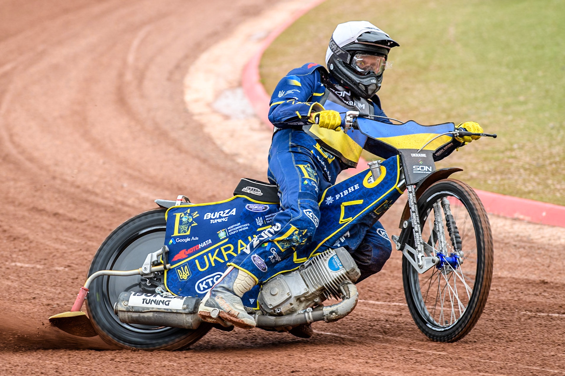 Stanislav Melnychuk of Ukraine practices during the Monster Energy FIM Speedway of Nations Semi-Final 1 at the National Speedway Stadium, Manchester on Tuesday 9th July 2024. (Photo: Ian Charles | MI News)