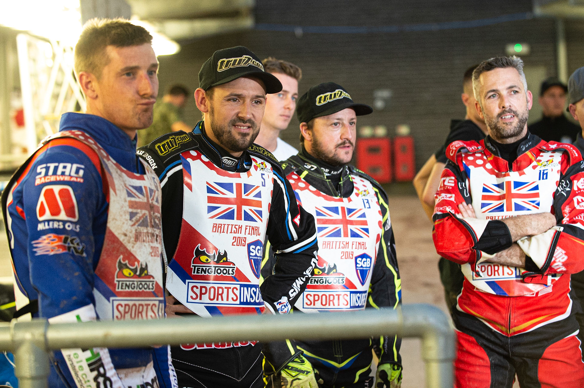 Photo: Ian Charles

(l-r) Josh Auty, Danny King, Chris Harris and Scott Nicholls watch the BT Screen in the pits 

Sports Insure British Final,  Belle Vue National Speedway Stadium, Manchester Monday 29  July  2019