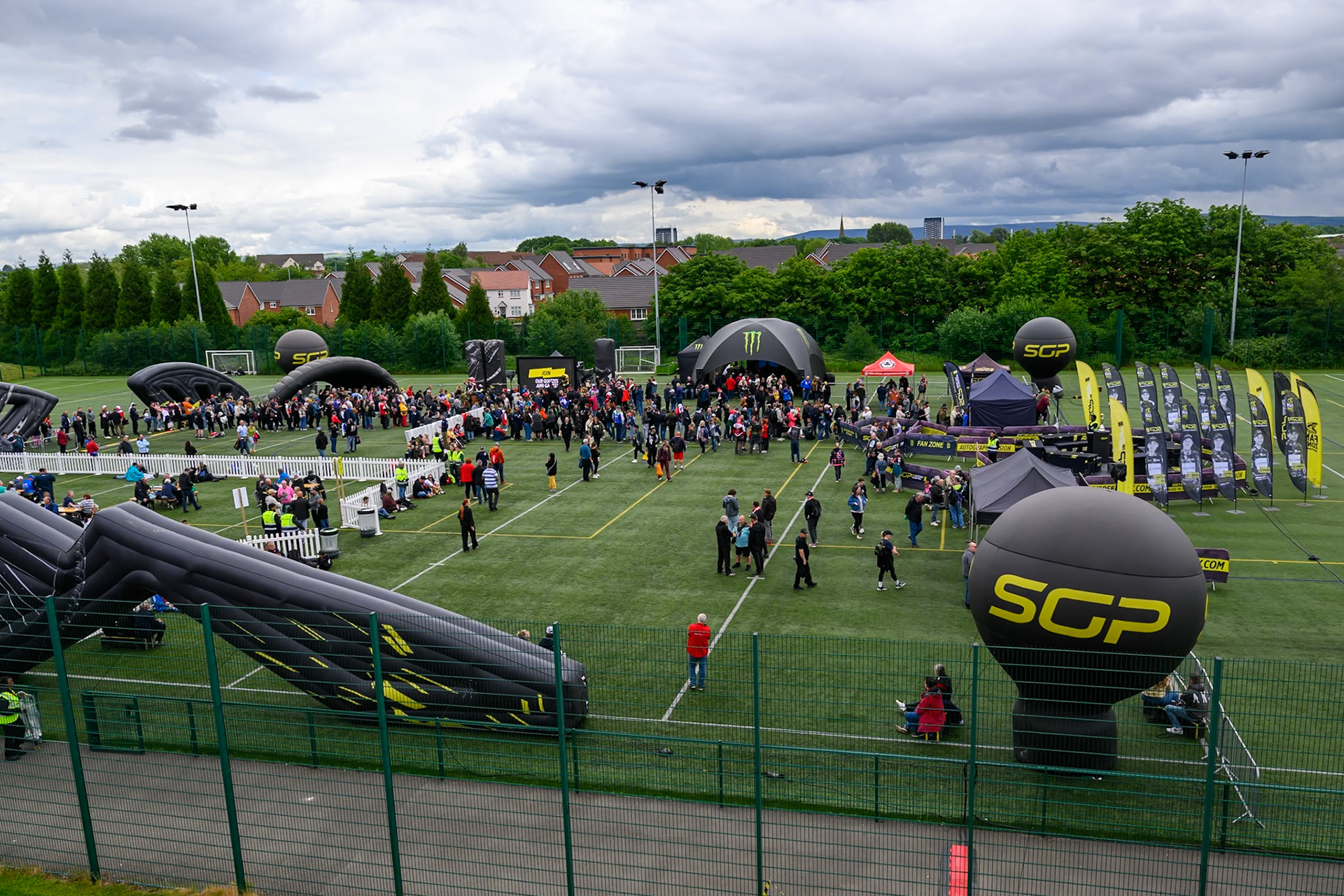 Overall view of the FanZone during the ATPI  FIM Speedway GP of Manchester at the National Speedway Stadium, Manchester on Saturday 6th June 2026. (Photo: Ian Charles | MI News)