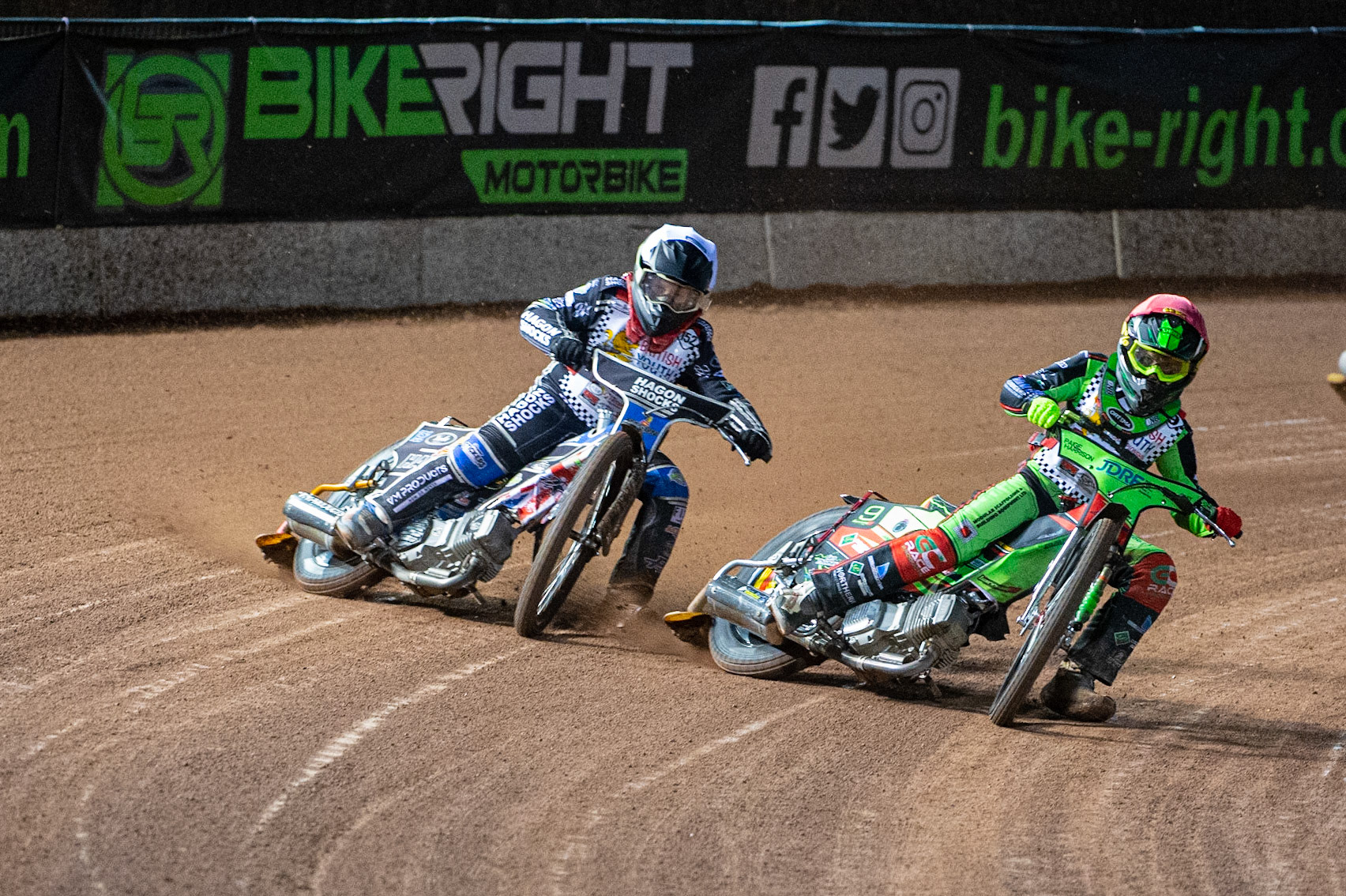 Photo: Ian CharlesLuke Harrison (Red) inside Ashton Vale (White) (250cc Class)British Youth Speedway Championship (Round 5), National Speedway Stadium, Manchester Saturday  10  October  2020
