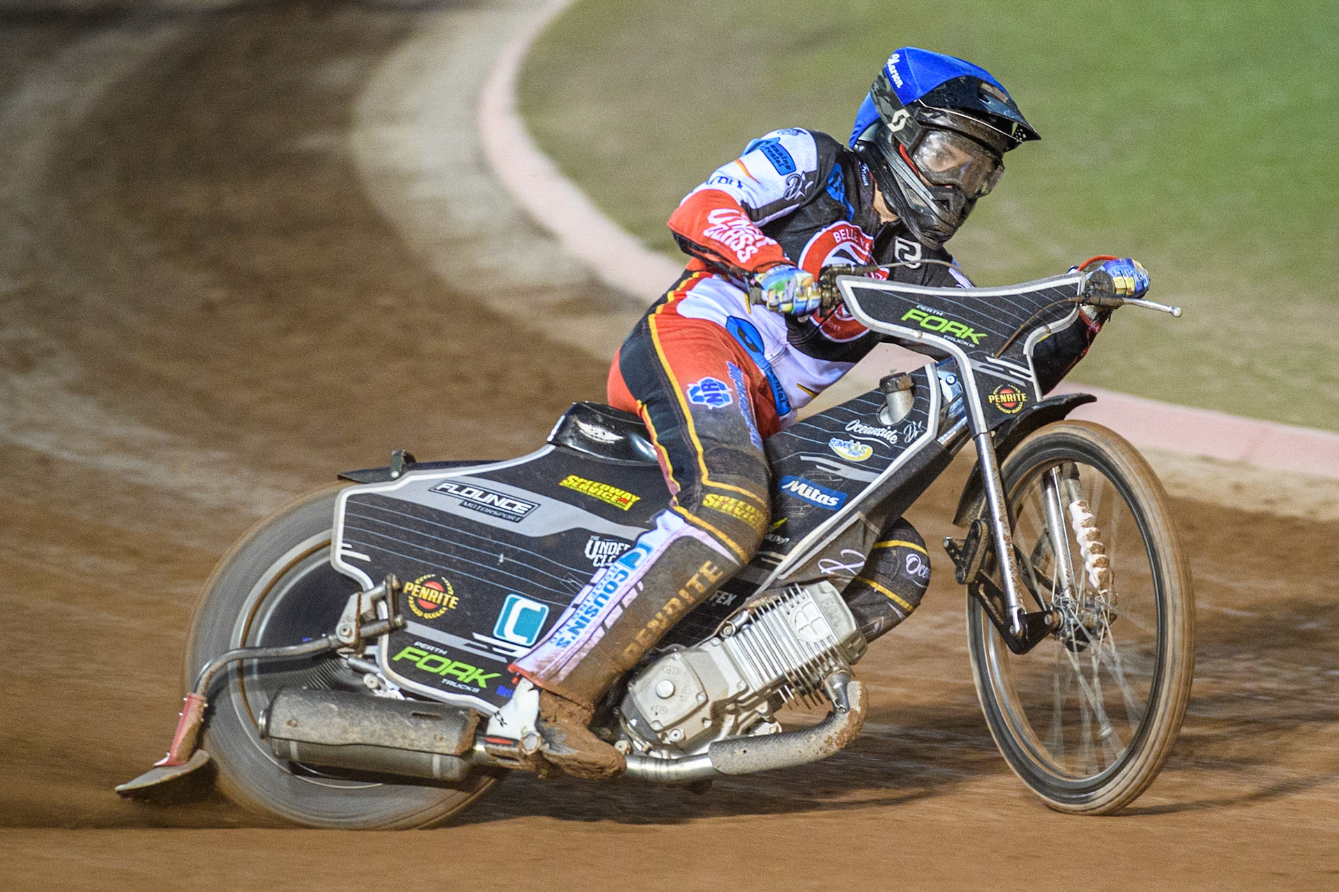 Matt Marson in action for Belle Vue Cool Running Colts during the National Development League match between Belle Vue Colts and Leicester Lion Cubs at the National Speedway Stadium, Manchester on Friday 8th September 2023. (Photo: Ian Charles | MI News)