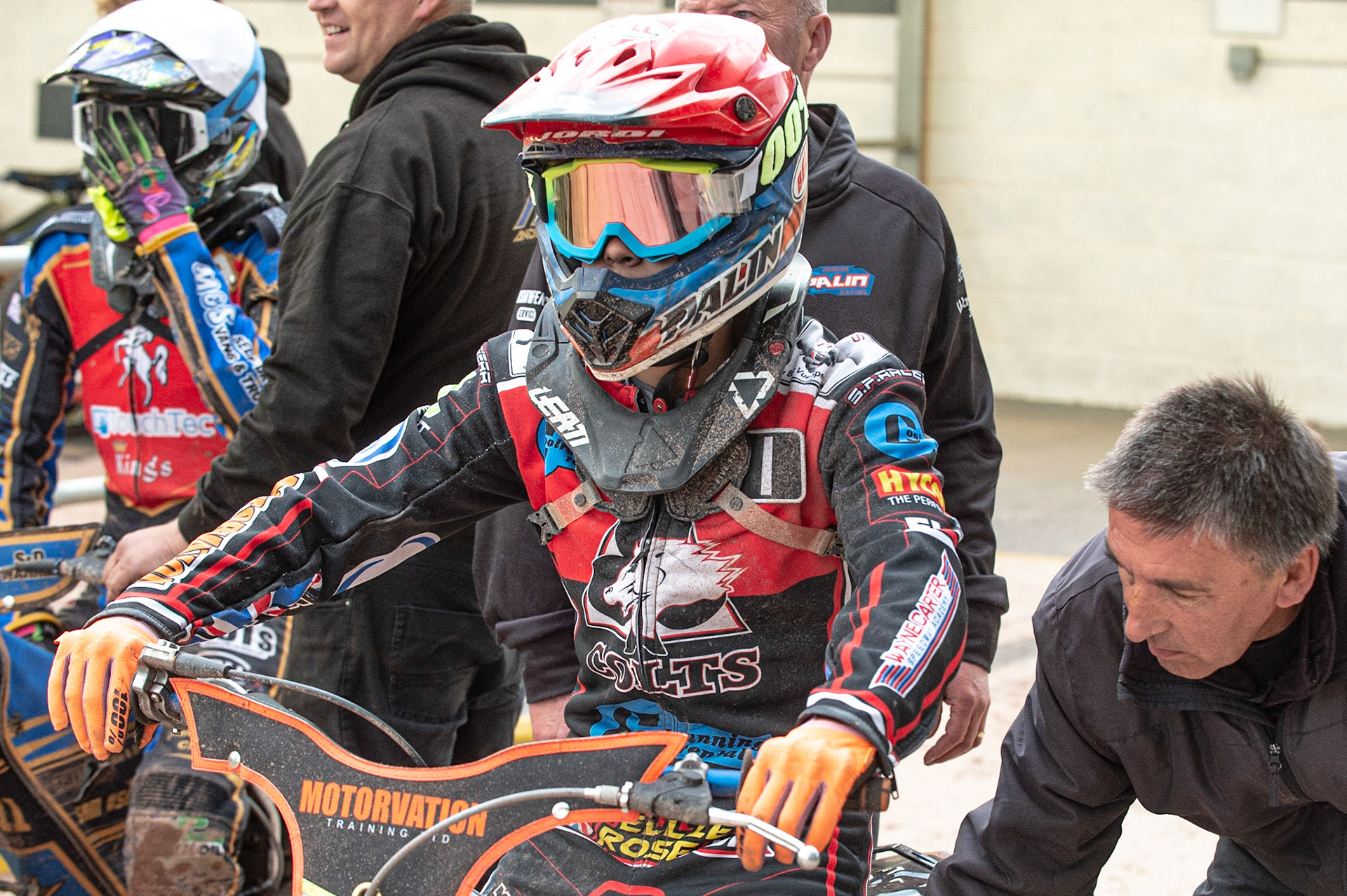 Photo: Ian Charles

Jordan Palin  waits to go out

Belle Vue Colts v Kent Kings, SGB National League KO Cup Quarter Final 1st Leg, Belle Vue National Speedway Stadium, Manchester, Thursday 20  June  2019