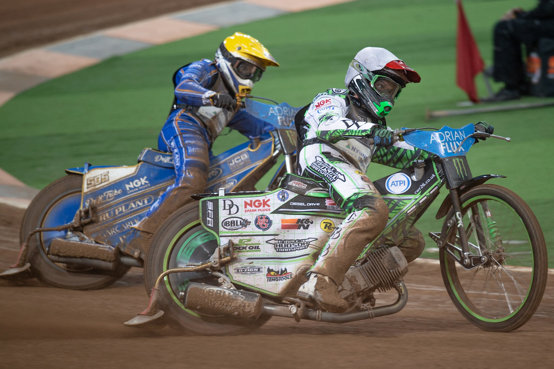 CARDIFF,WALES Battle of the Brits as Charles Wright (White) leads Robert Lambert (Yellow) during the ADRIAN FLUX BRITISH FIM SPEEDWAY GRAND PRIX at the Principality Stadium, Cardiff on Saturday 21st September 2019. (Credit: Ian Charles | MI News)