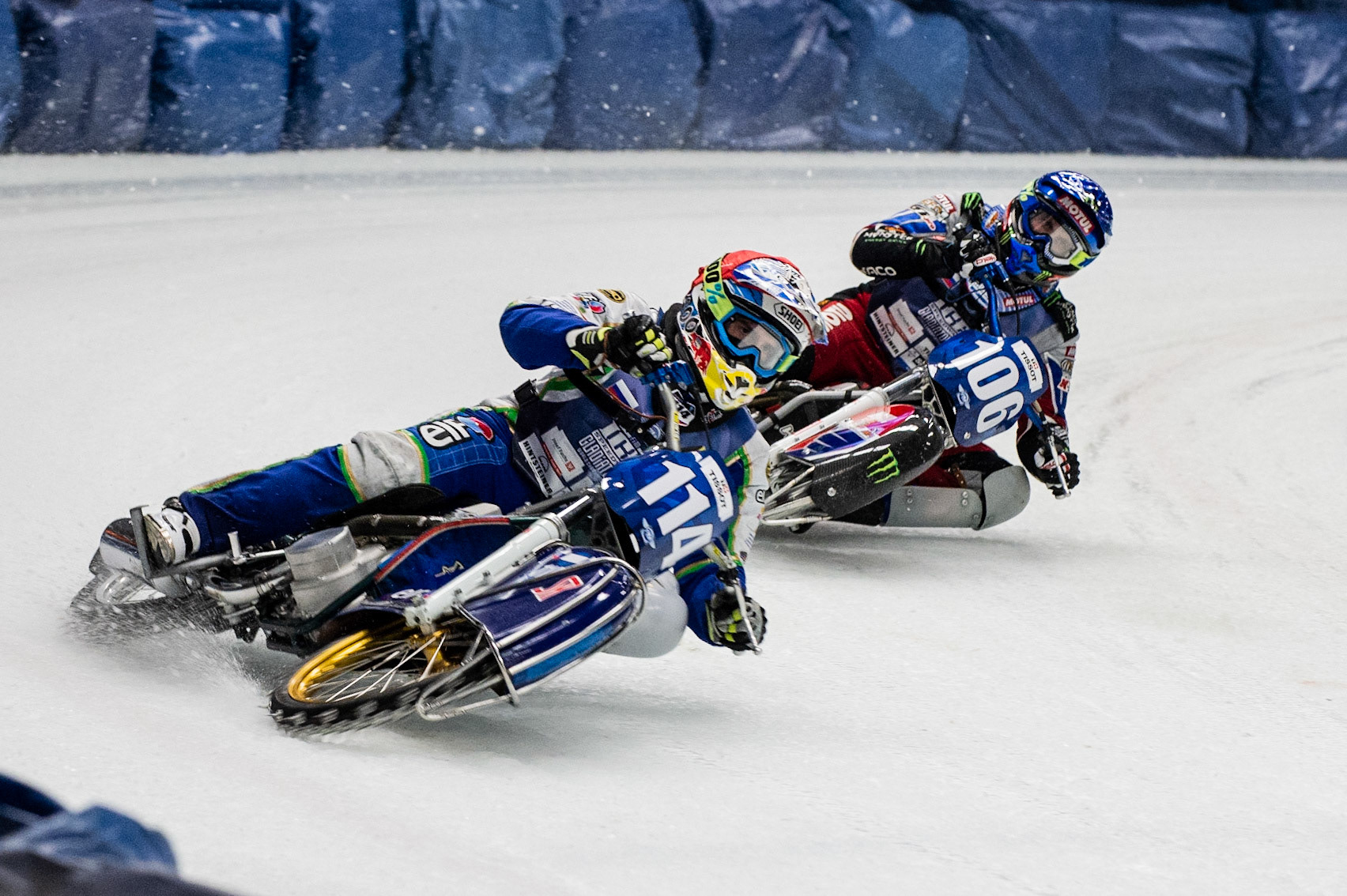 Photo: Ian Charles

Dinar Valeev (114) leads Dmitri Koltakov (106)

FIM Ice Speedway Gladiators World Championship, Event 4.1, Max-Aicher-Arena, Inzell, Germany, Saturday 16 March 2019