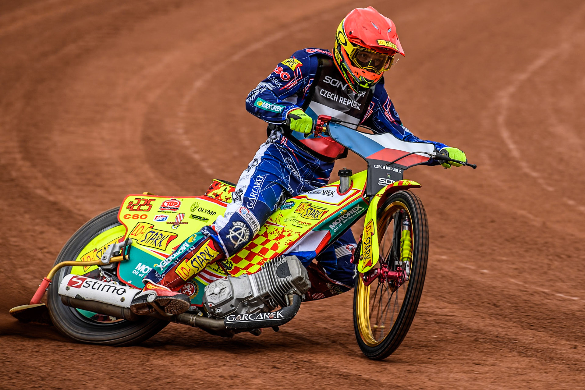 Vaclav Milik of The Czech Republic practices during the Monster Energy FIM Speedway of Nation Semi Final 2 at the National Speedway Stadium, Manchester on Wednesday 10th July 2024. (Photo: Ian Charles | MI News)