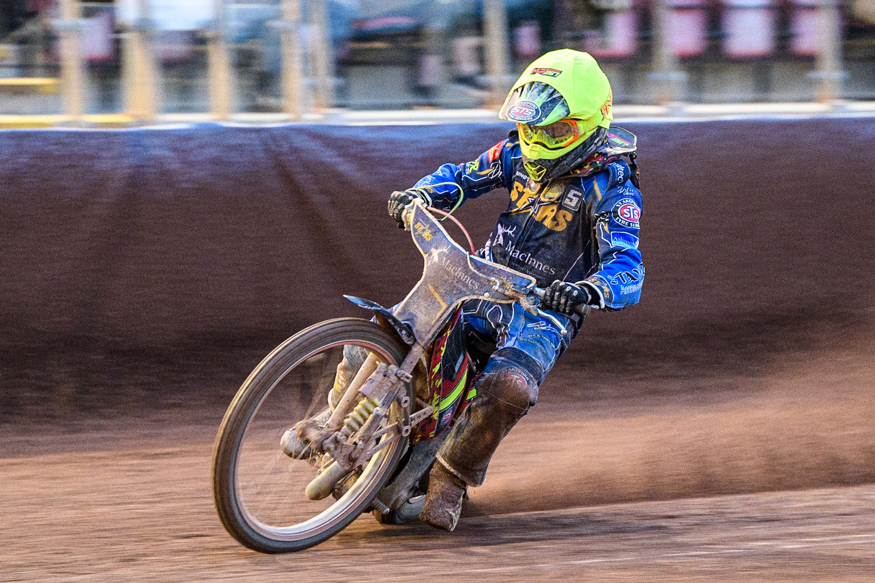 Michael Palm Toft in action for King’s Lynn MacInnes Stars during the Sports Insure Premiership match between Belle Vue Aces and King's Lynn Stars at the National Speedway Stadium, Manchester on Monday 12th June 2023. (Photo: Ian Charles | MI News)