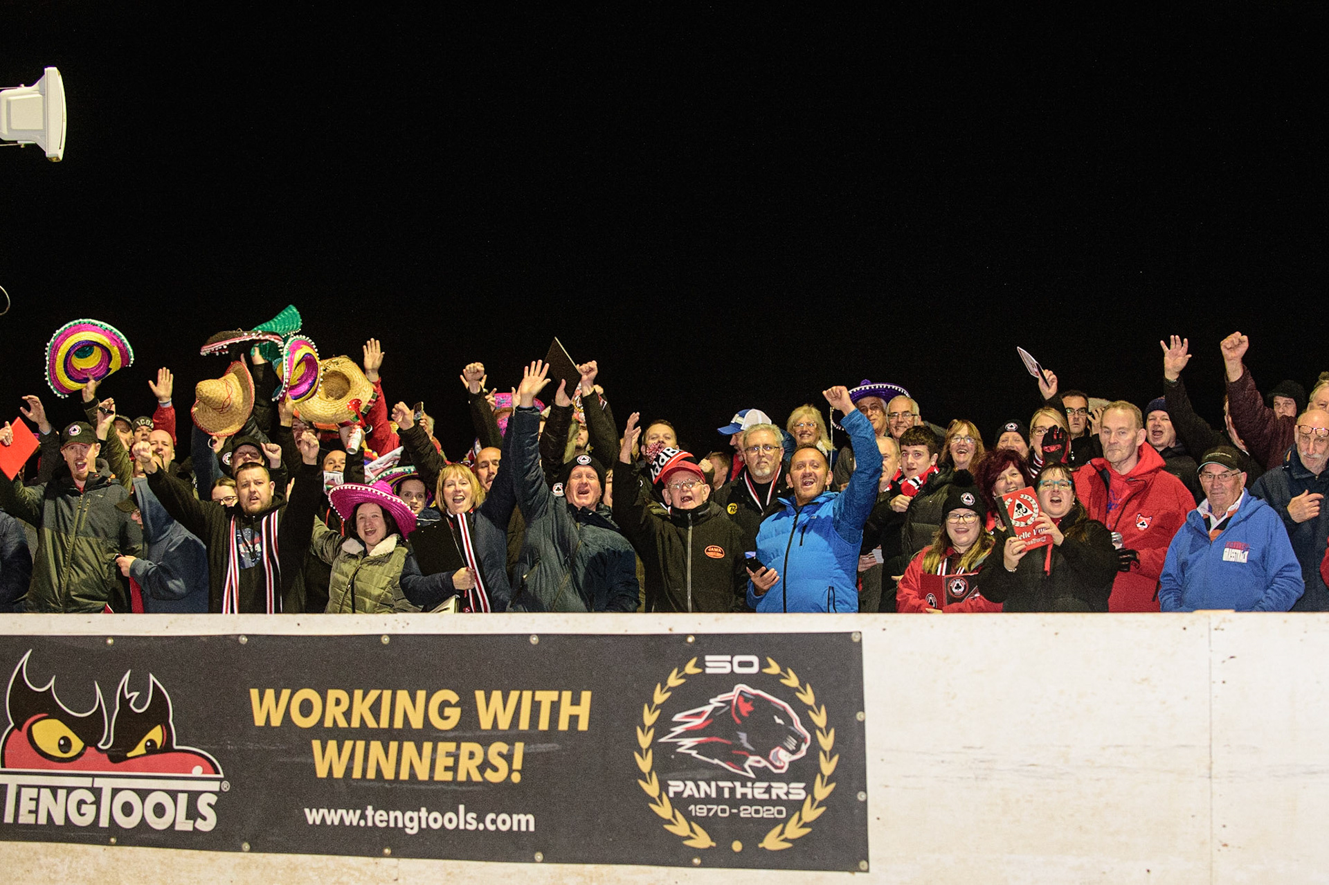 PETERBOROUGH, UK. OCT 14TH Belle Vue BikeRight Aces  fans during the SGB Premiership Grand Final 2nd leg between Peterborough and Belle Vue Aces at East of England Showground, Peterborough on Thursday 14th October 2021. (Credit: Ian Charles | MI News)