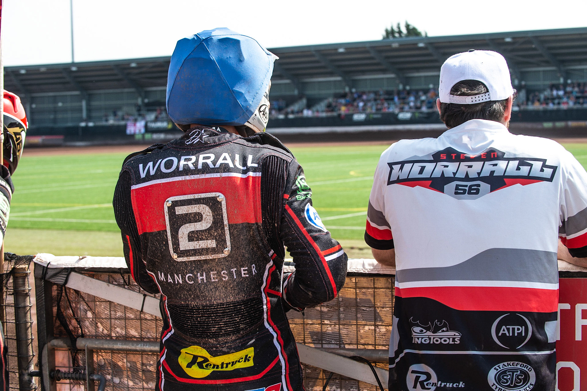 Photo by Ian Charles:

Steve Worrall  and his mechanic watch the track prep

Belle Vue Aces v Wolverhampton Wolves, National Speedway Stadium, Manchester, Monday, 22, April, 2019
