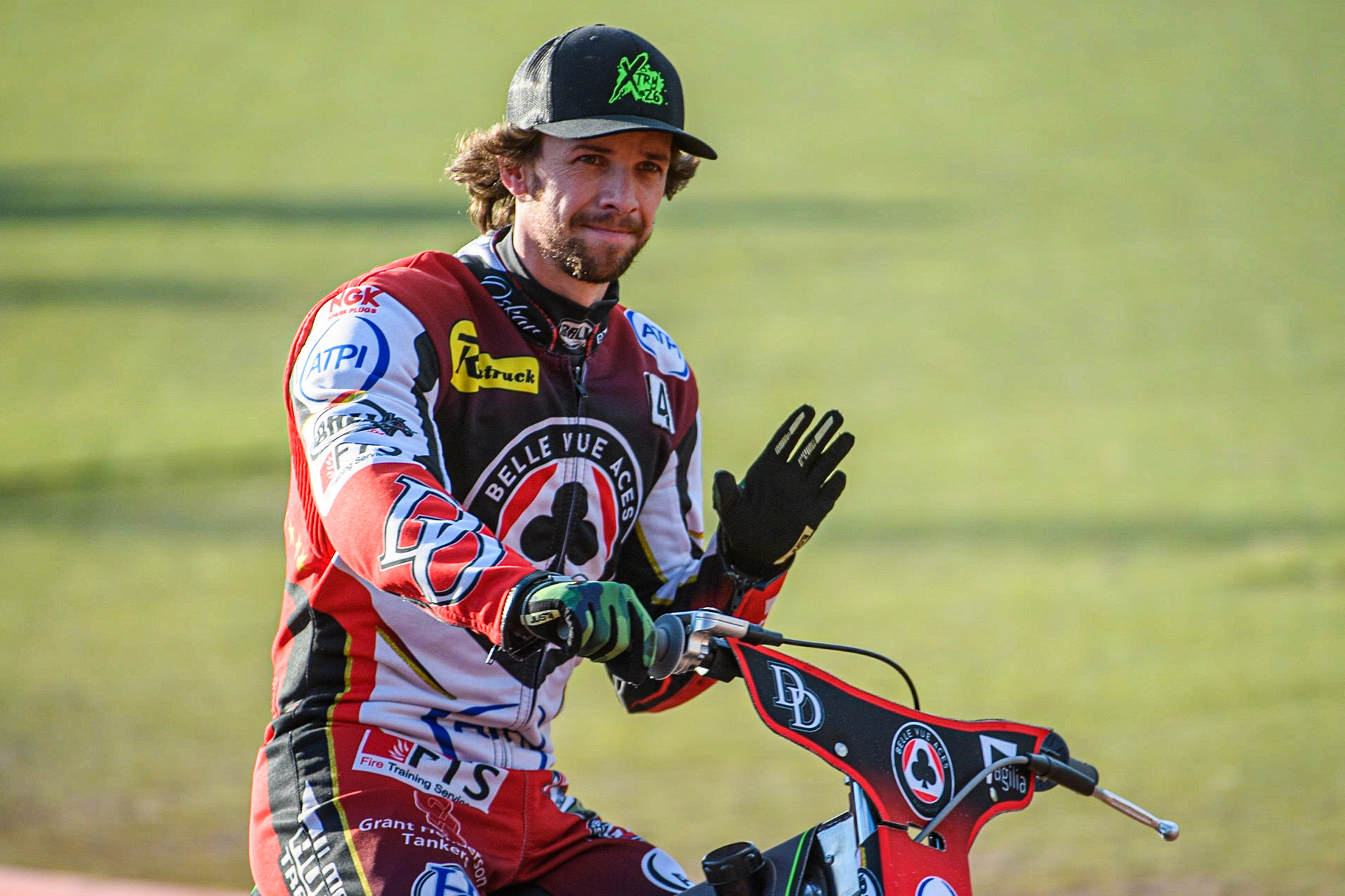Charles Wright on the parade lap during the Sports Insure Premiership match between Belle Vue Aces and Ipswich Witches at the National Speedway Stadium, Manchester on Monday 17th July 2023. (Photo: Ian Charles | MI News)