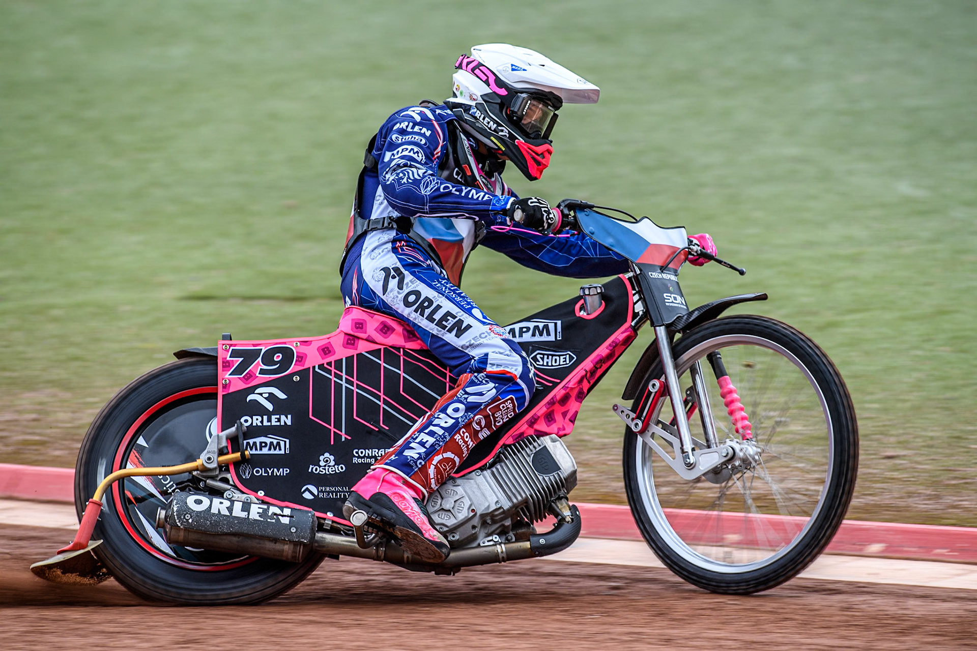 Adam Bubba Bednar of The Czech Republic practices during the Monster Energy FIM Speedway of Nation Semi Final 2 at the National Speedway Stadium, Manchester on Wednesday 10th July 2024. (Photo: Ian Charles | MI News)