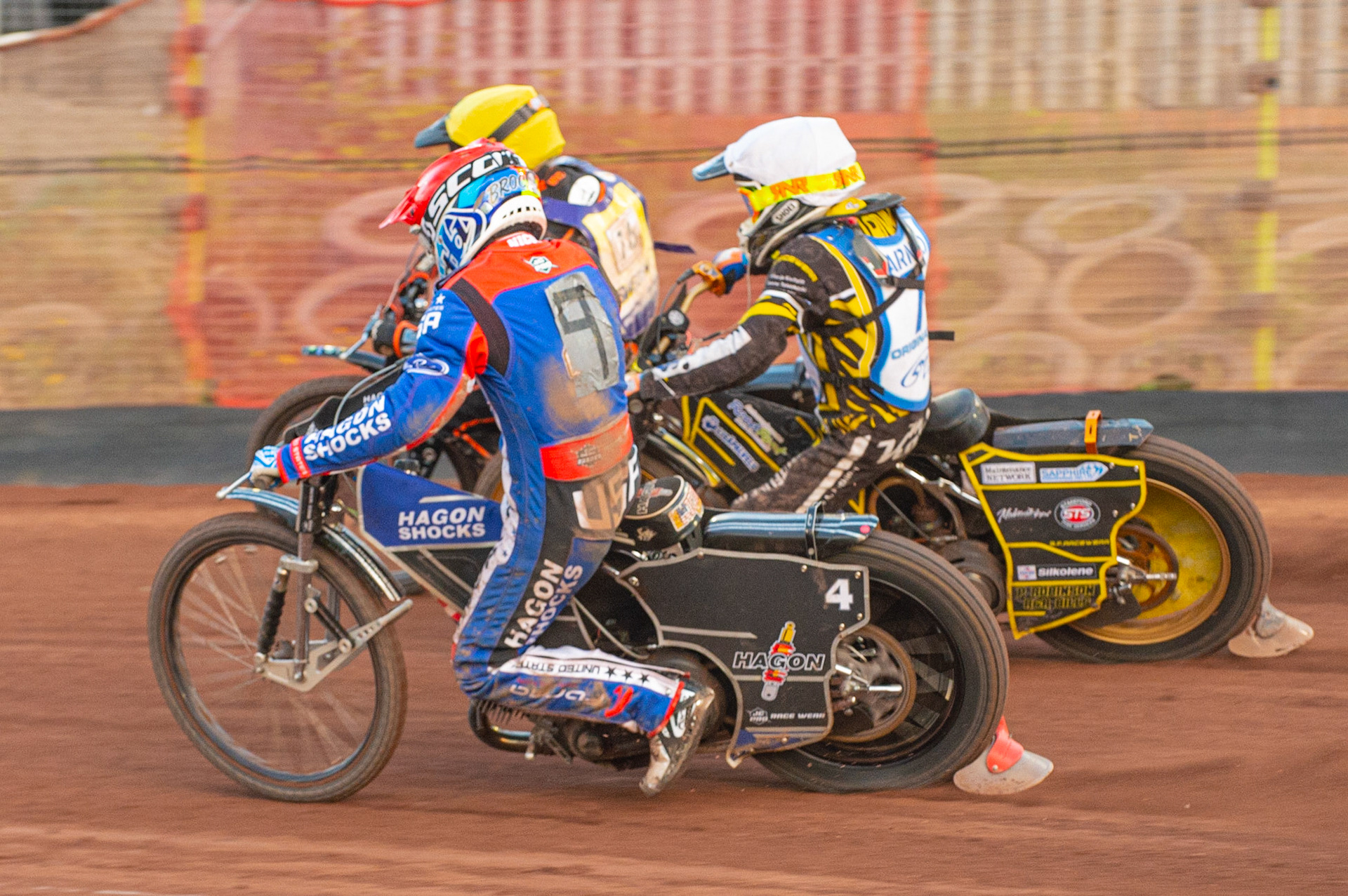Photo by Ian Charles:

Broc Nichol (Red) inside Tero Aarnio (White) and Jacob Thorssell (Yellow)

FIM Speedway Grand Prix World Championship - Qualifying Round 1, Peugeot Ashfield Stadium, Glasgow, 8 June 2019