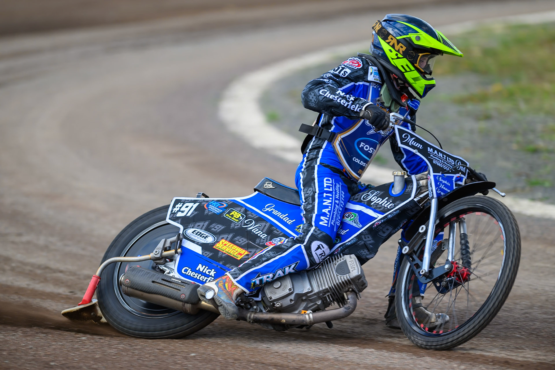 Ollie Binns of Kings Lynn Young Stars does a practice lap during the WSRA National Development League match between Buxton Bulls and King's Lynn Young Stars at Hi-Edge Speedway, Buxton on Sunday 9th August 2026. (Photo: Ian Charles | MI News)