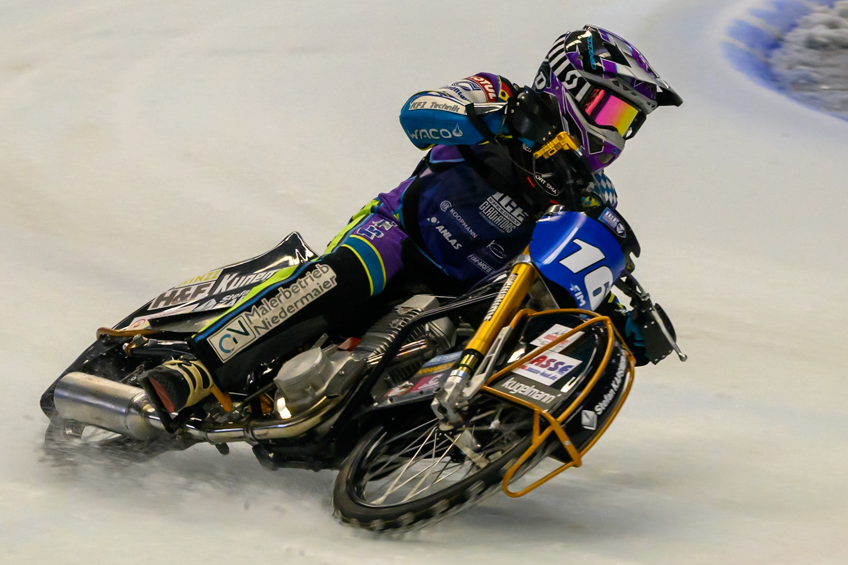 Wild Card Maximillian Niedermaier of Germany during Practice for the Ice Speedway Gladiators World Championship Finals at Max-Aicher-Arena, Inzell on Friday 13th March 2026. (Photo: Ian Charles | MI News)