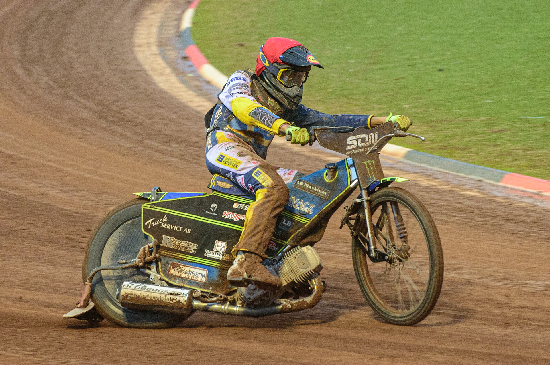 MANCHESTER, UK. OCT 17TH Philip Hellström-Bangs of Sweden in action  during the Monster Energy FIM Speedway of Nations at the National Speedway Stadium, Manchester on Sunday  17th October 2021. (Credit: Ian Charles | MI News)