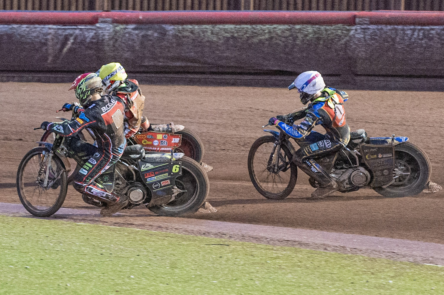 Photo: Ian Charles

Kyle Bickley  (Red) inside Drew Kemp  (Yellow) and Anders Rowe  (White)

Belle Vue Colts v Kent Kings, SGB National League, Belle Vue National Speedway Stadium, Manchester, Thursday 1  August  2019