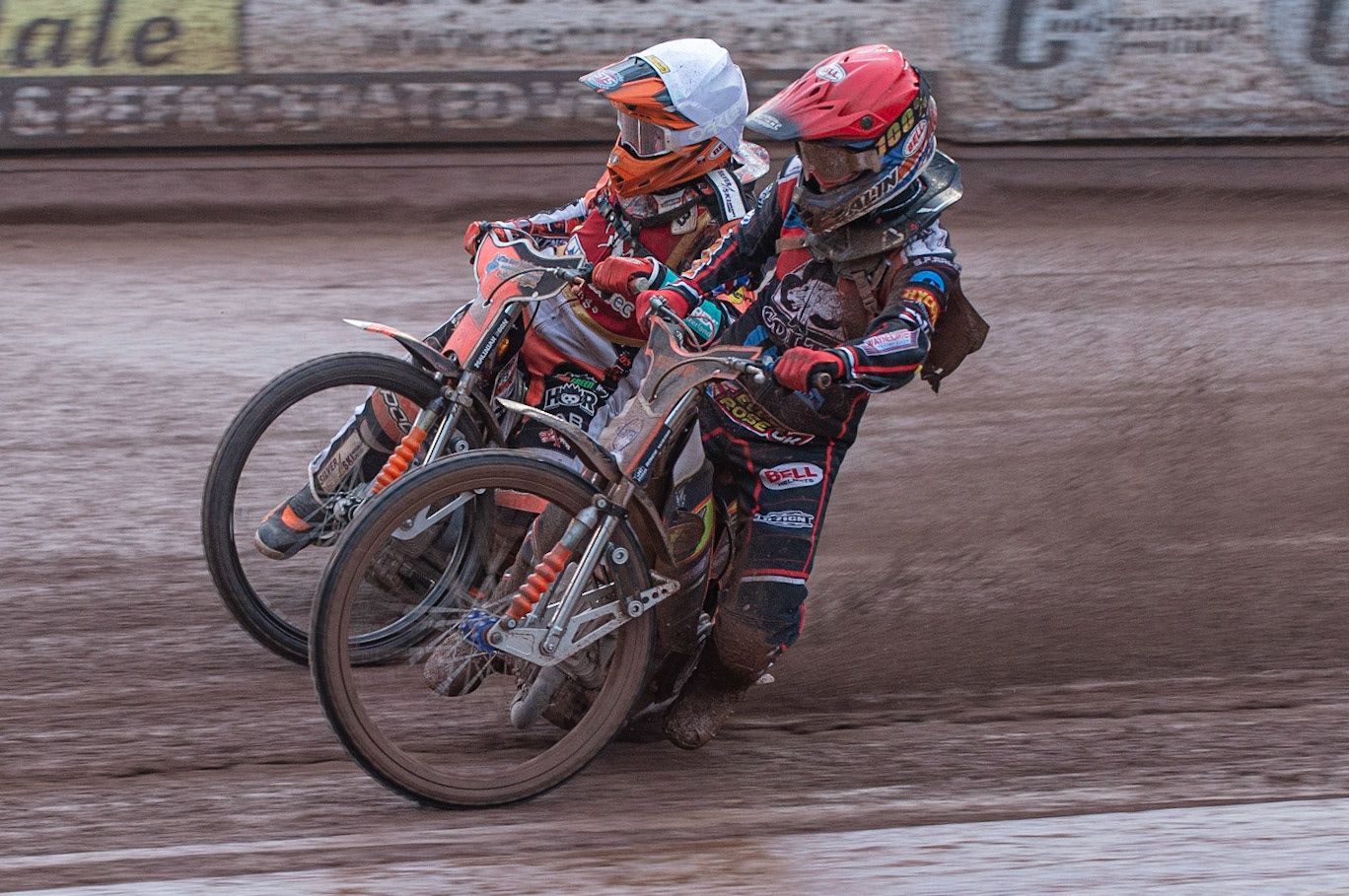 Photo: Ian Charles

Jordan Palin  (Red) inside Jordan Jenkins  (White)

Belle Vue Colts v Kent Kings, SGB National League, Belle Vue National Speedway Stadium, Manchester, Thursday 1  August  2019