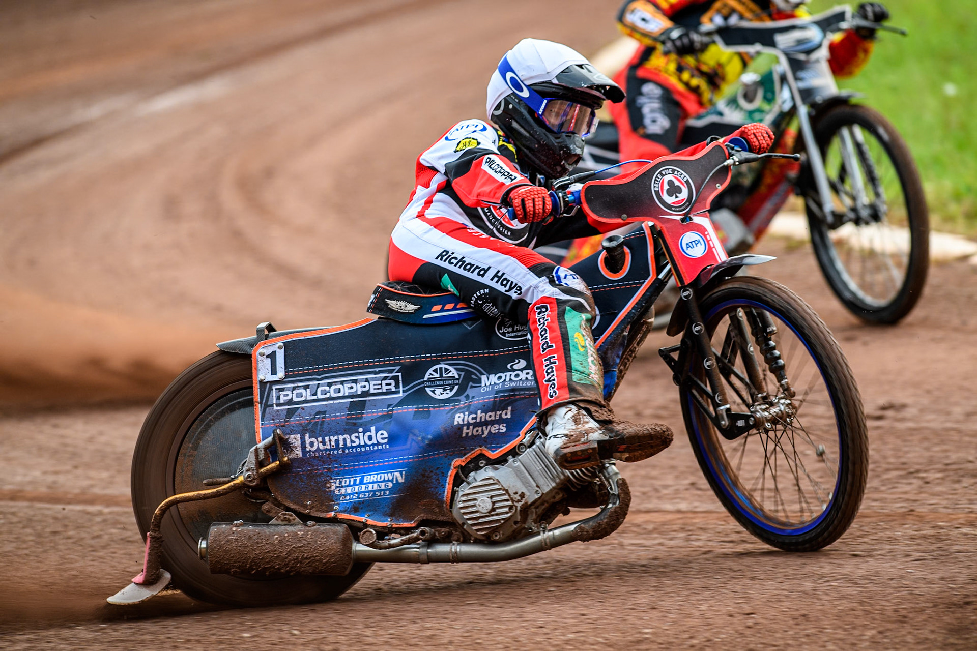 Belle Vue Aces' Brady Kurtz in action during the Rowe Motor Oil Premiership match between Leicester Lions and Belle Vue Aces at the Pidcock Motorcycles Arena, Leicester on Thursday 25th July 2024. (Photo: Ian Charles | MI News)