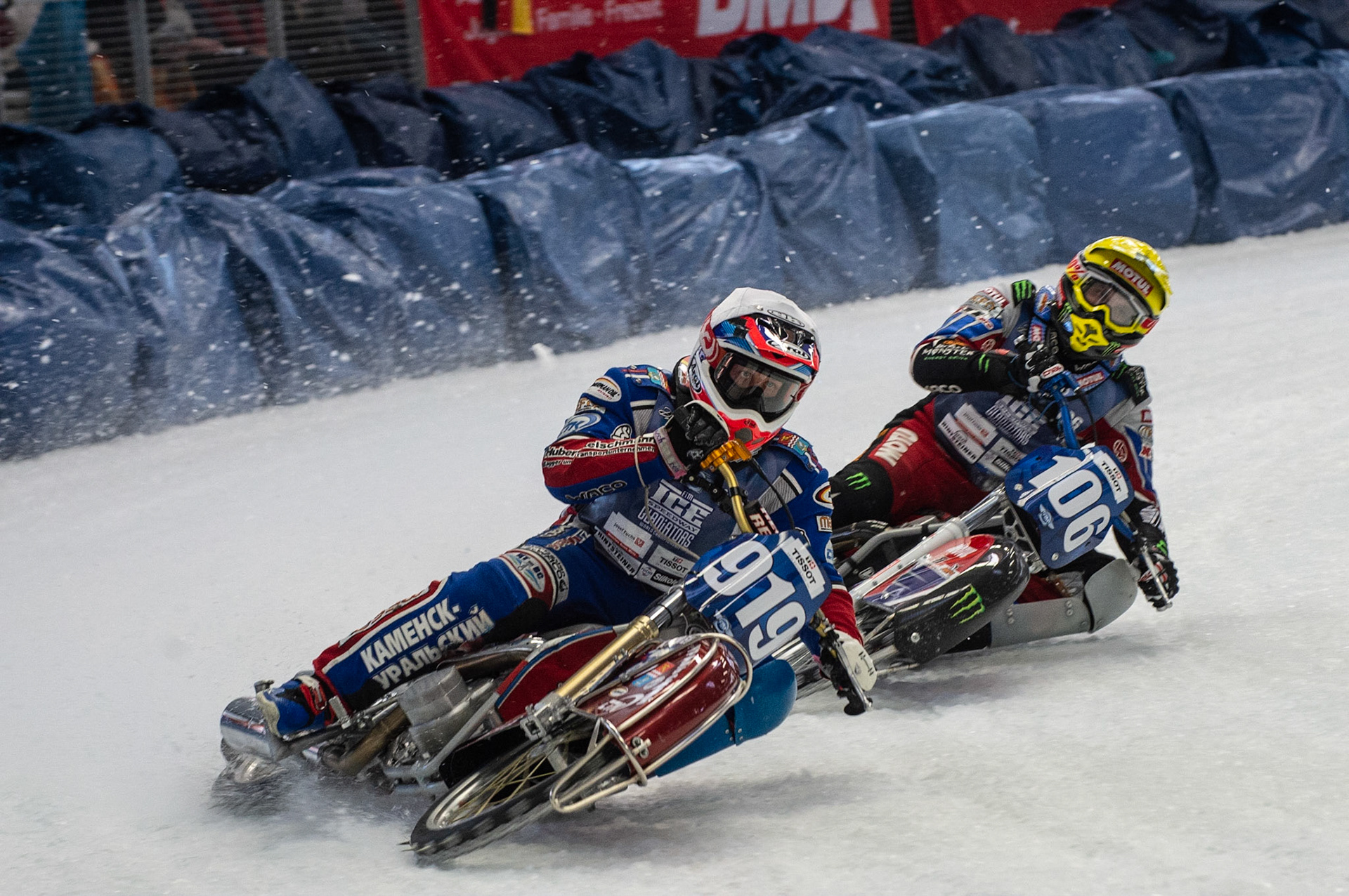 Photo: Ian Charles

Dmitri Khomitsevich (919) leads Dmitri Koltakov (106)

FIM Ice Speedway Gladiators World Championship, Event 4.2, Max-Aicher-Arena, Inzell, Germany, Sunday 17 March 2019