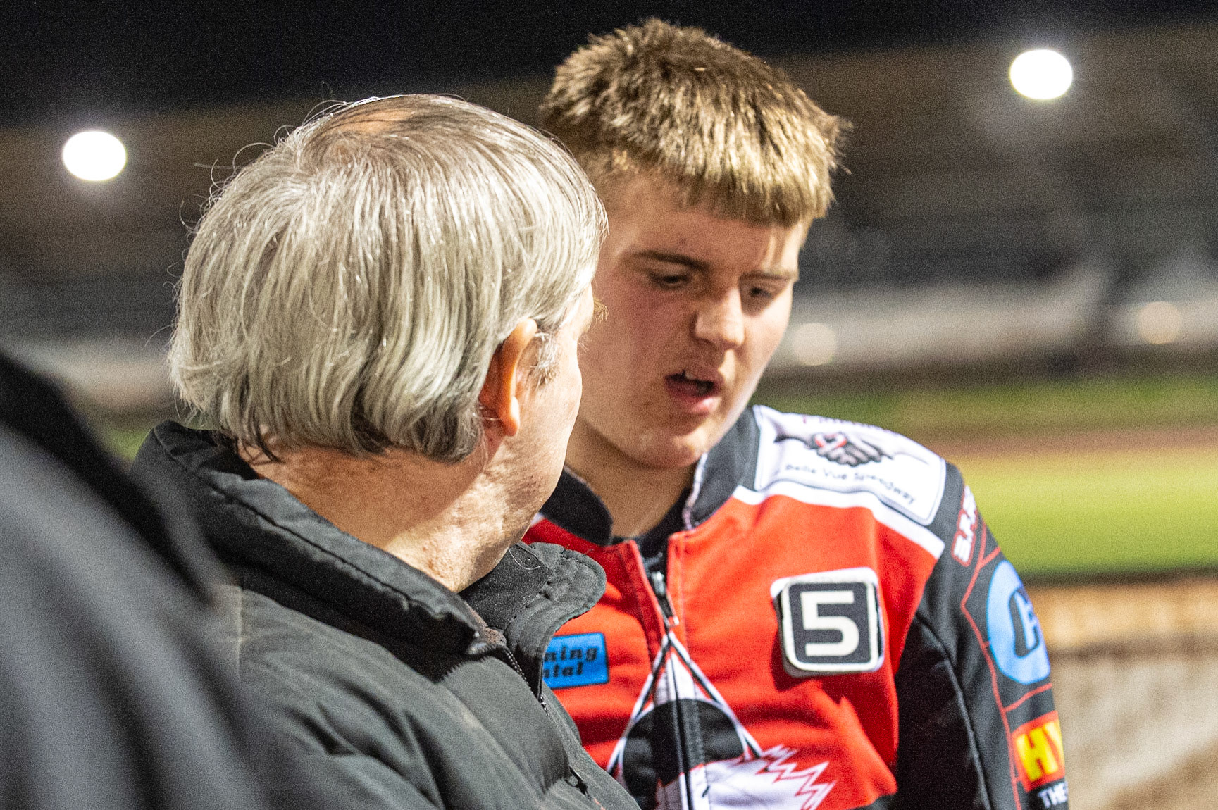 Photo: Ian Charles

Graham Goodwin (left) with Leon Flint 

Belle Vue Colts v Cradley Heathens, SGB National League KO Cup Semi Final 2nd Leg, Belle Vue National Speedway Stadium, Manchester, Wednesday 18  September  2019