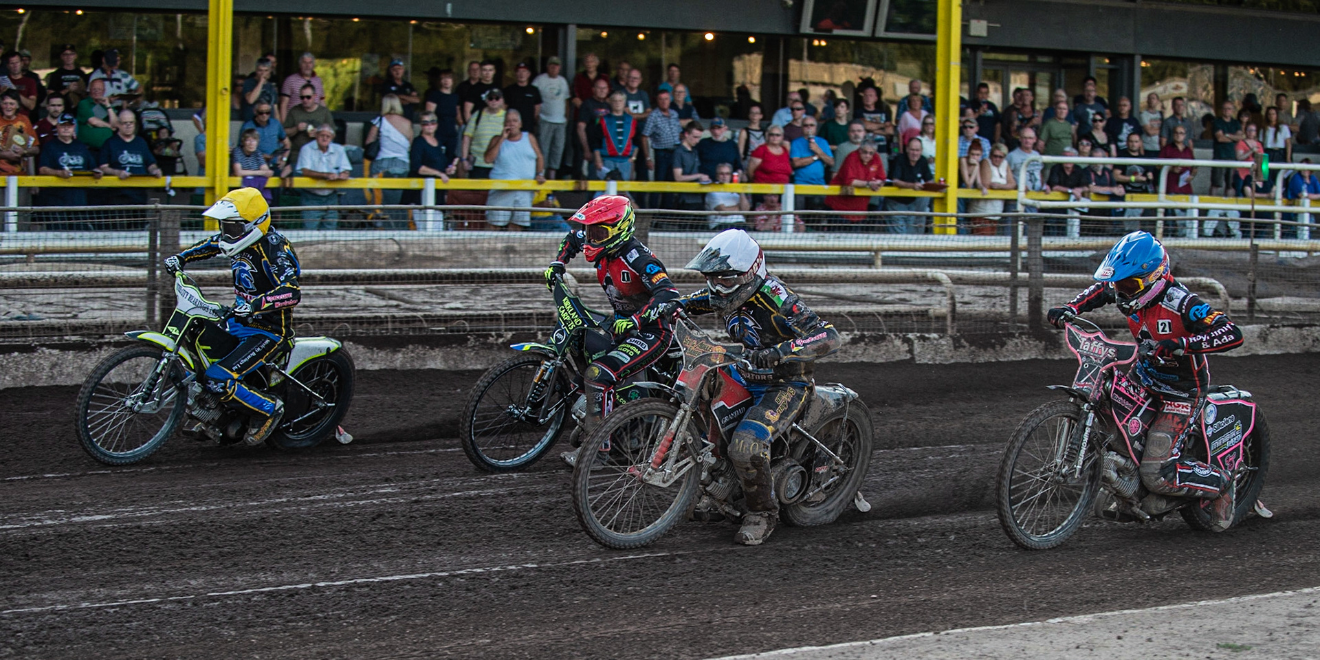 Photo by Ian Charles:

PLYMOUTH  v BELLE VUE 
(l-r) Ben Wilson (Yellow), Kyle Bickley (Red) Nathan Stoneman  (White) and Leon Flint (Blue)


National League Best pairs Championship, Owlerton Stadium, Sheffield, 25 August 2019