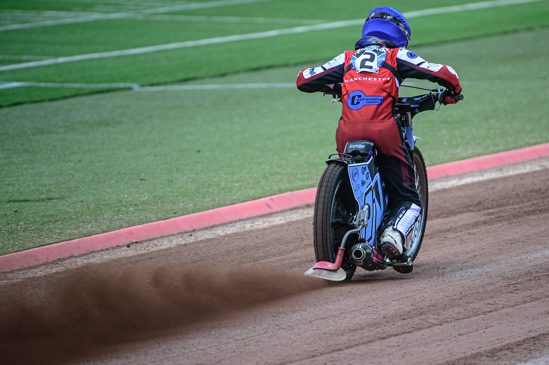 MANCHESTER, UK. APR 15TH  Connor King  does a practice start  during the National Development League match between Belle Vue Colts and Plymouth Centurions at the National Speedway Stadium, Manchester on Friday 15th April 2022. (Credit: Ian Charles | MI News)