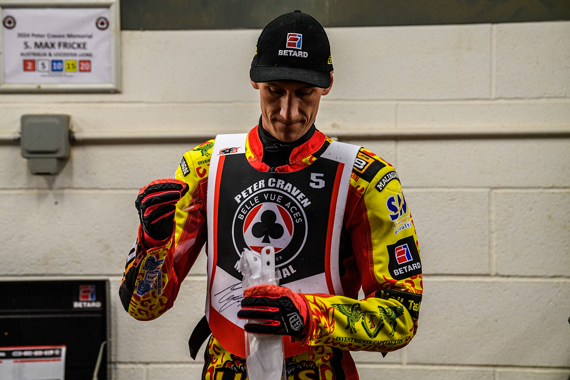 Australia's Max Fricke prepares for his next heat during the Peter Craven Memorial Trophy meeting at the National Speedway Stadium, Manchester on Monday 18th March 2024. (Photo: Ian Charles | MI News)