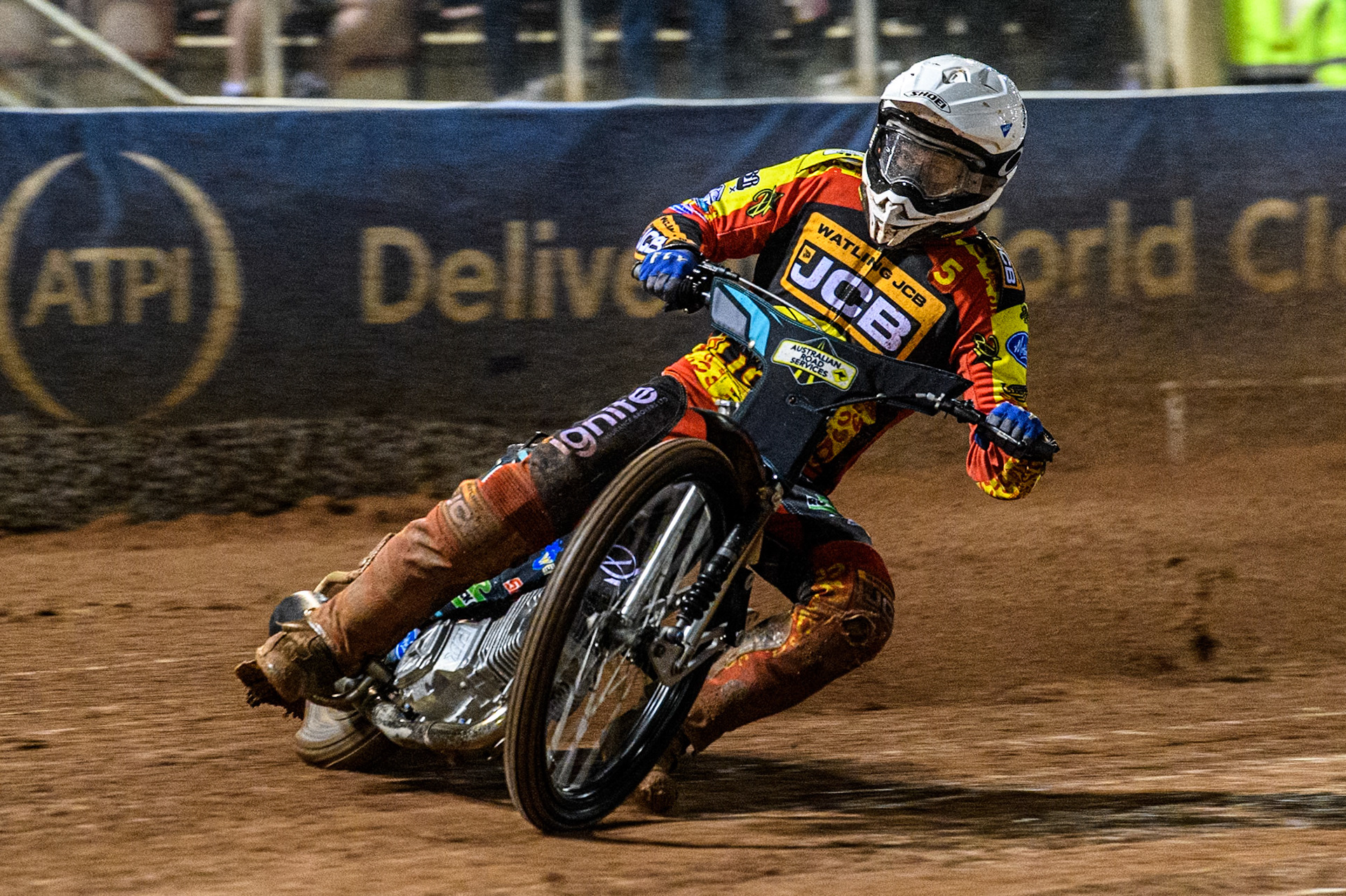 Leicester Lions' Ryan Douglas  in action during the Rowe Motor Oil Premiership Grand Final 1st Leg between Belle Vue Aces and Leicester Lions at the National Speedway Stadium, Manchester on Monday 23rd September 2024. (Photo: Ian Charles | MI News)