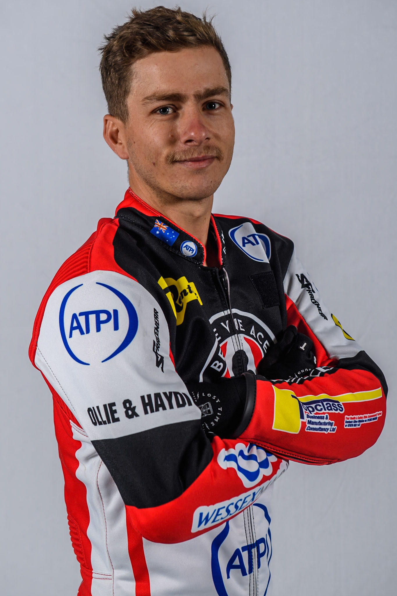 Belle Vue Aces' rider Ben Cook during the Belle Vue Aces Media Day at the National Speedway Stadium, Manchester on Monday 11th March 2024. (Photo: Ian Charles | MI News)