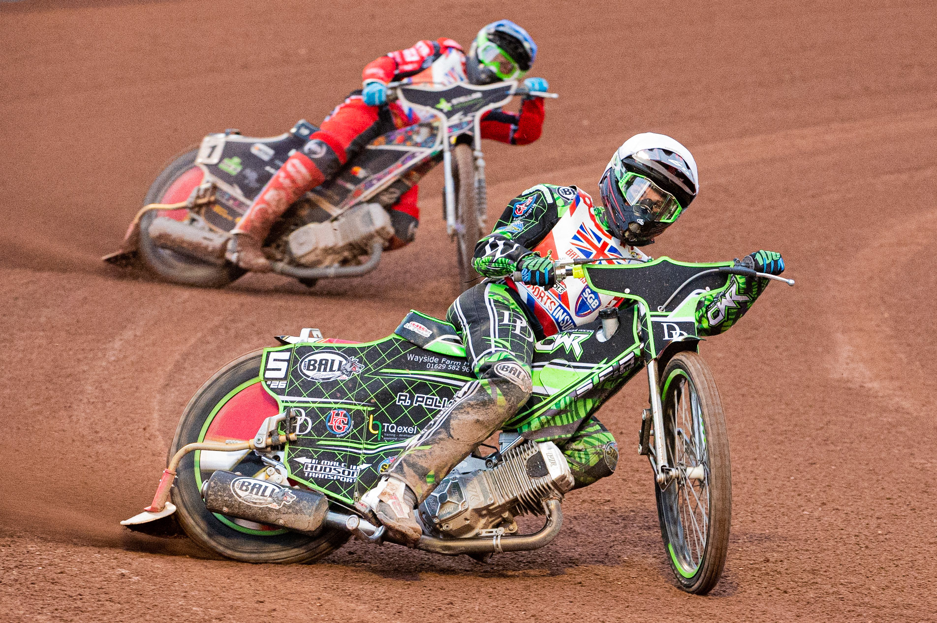 Photo: Ian Charles

Charles Wright (White) leads Scott Nicholls (Blue) 

Sports Insure British Final,  Belle Vue National Speedway Stadium, Manchester Monday 29  July  2019
