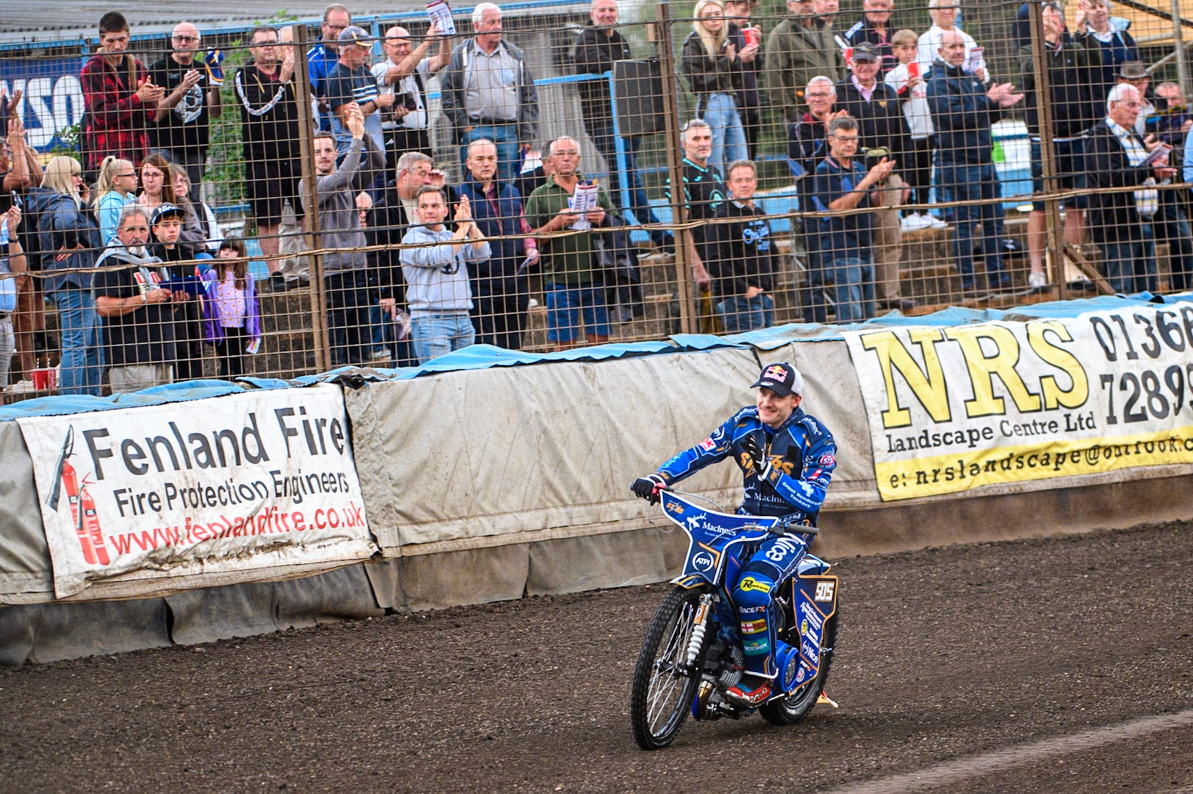 The Kings Lynn fans welcome back their No.1 rider Robert Lambert  during the Sports Insure Premiership match between King's Lynn Stars and Belle Vue Aces at the Adrian Flux Arena, King's Lynn on Thursday 24th August 2023. (Photo: Ian Charles | MI News)