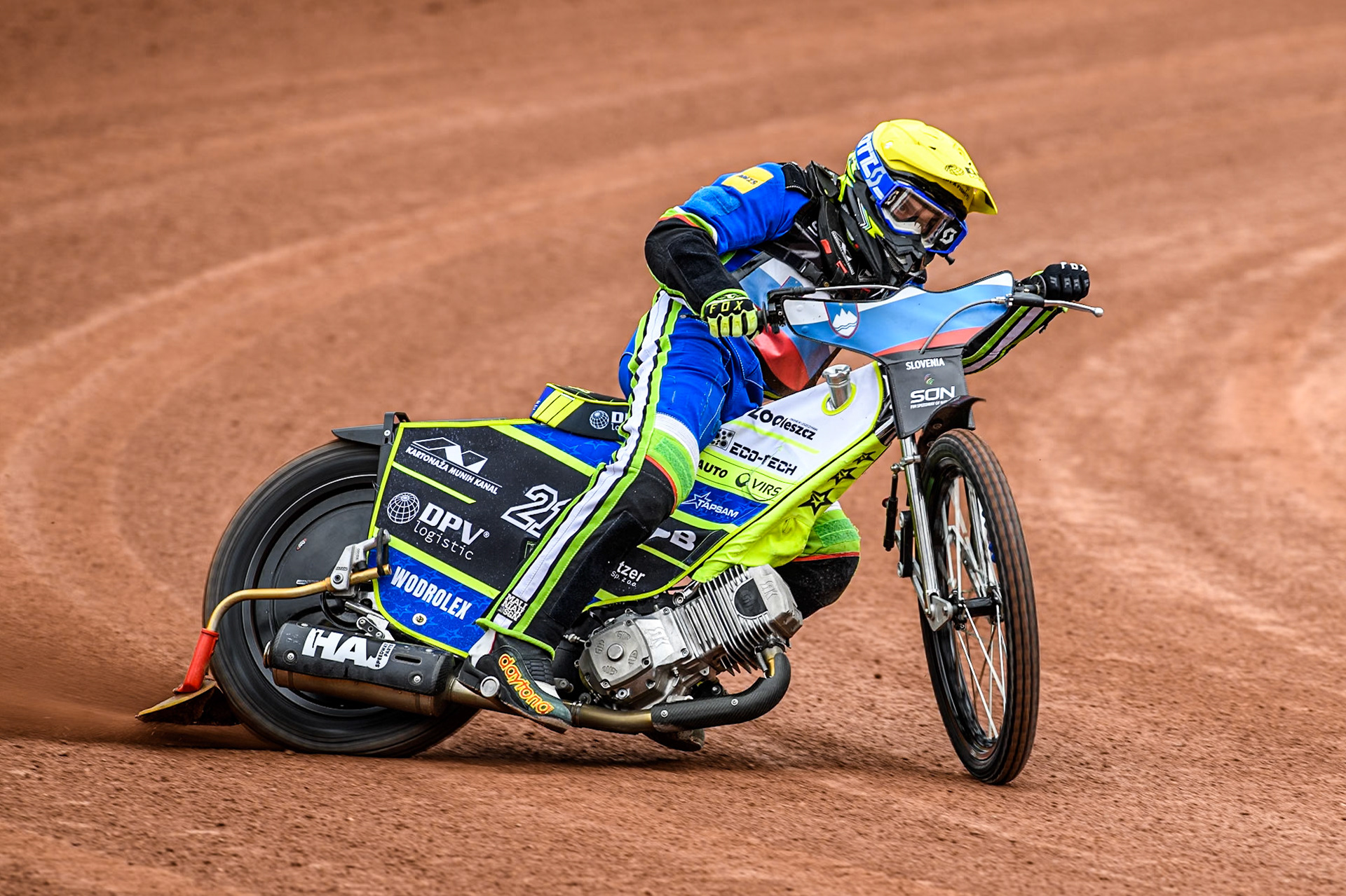 Matic Ivacic of Slovenia practices during the Monster Energy FIM Speedway of Nation Semi Final 2 at the National Speedway Stadium, Manchester on Wednesday 10th July 2024. (Photo: Ian Charles | MI News)
