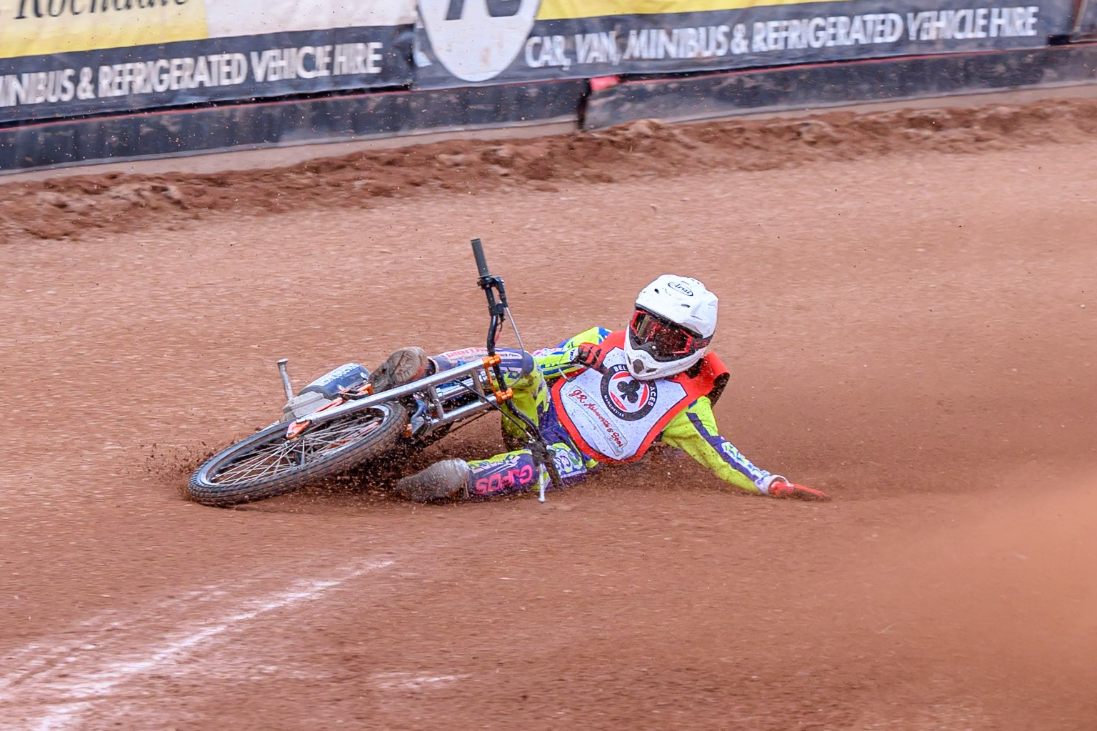 JR ASHWORTH &amp; SONS COLTS ACADEMY INDIVIDUALFreddy Hodder  in Blue leading Harry Fletcher  in White who slides off during the JR Ashworth &amp; Sons Colts Individual at the National Speedway Stadium, Manchester on Sunday 10th May 2026. (Photo: Ian Charles | MI News)