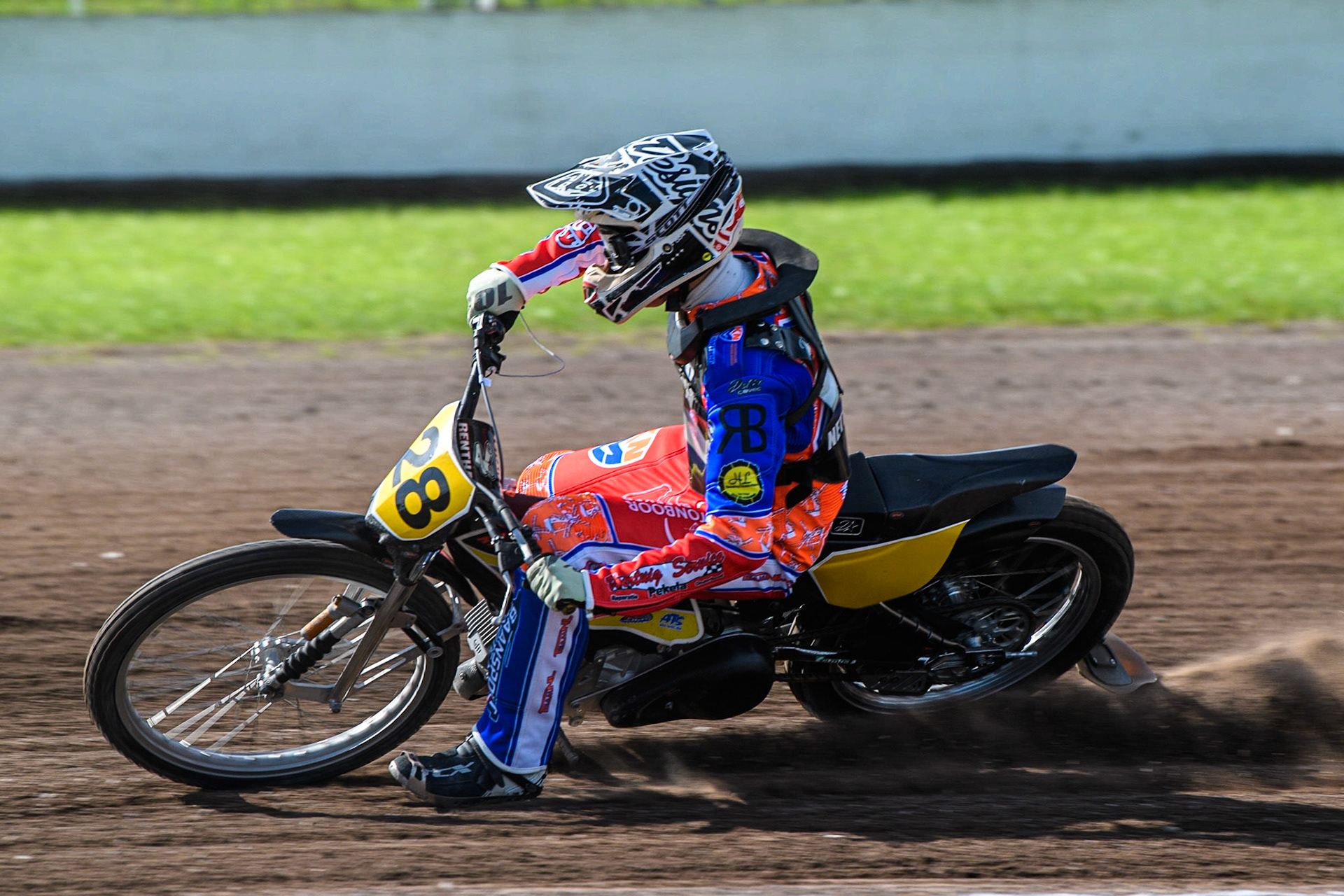 Mika Meijer practices  during the FIM Long Track Of Nations event at the Speed Centre Roden on Sunday 24th September 2023. (Photo: Ian Charles | MI News)