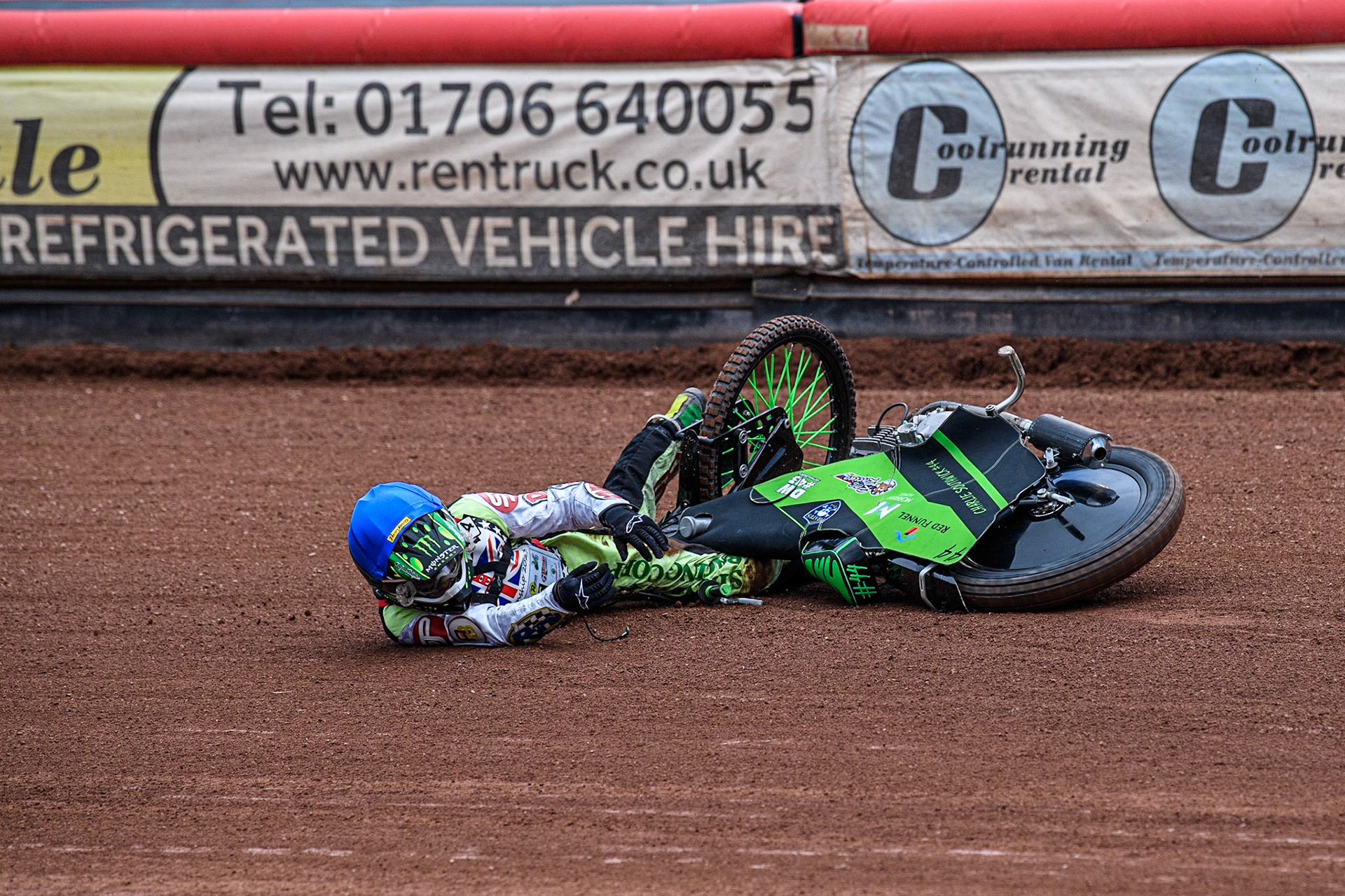 Charlie Southwick  falls during the British Youth Championships at the National Speedway Stadium, Manchester on Friday 12th May 2023. (Photo: Ian Charles | MI News)