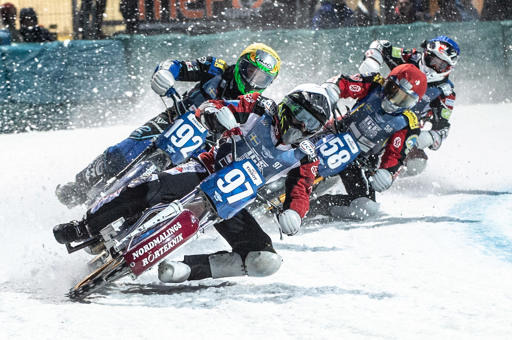 Photo: Ian Charles

Ove Ledström (97) leads Niclas Svensson (192) Stefan Svensson (58) and Charly Ebner (665) (Blue)

FIM Ice Speedway Gladiators World Championship, Final 3.1, Horst-Dohm Eisstadion, Berlin, Germany Saturday  2  March  2019