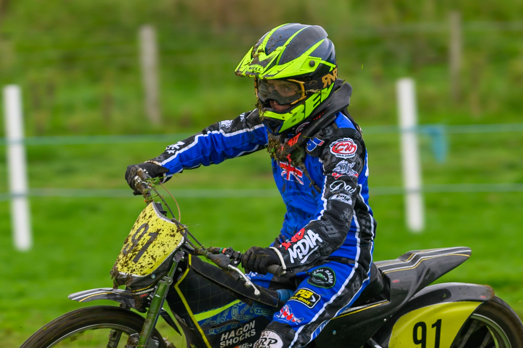 Ollie Binns (91) during the British Masters Grasstrack Championship at Lower Marsh Farm, Much Hoole, Preston in Lancashire, England on Sunday 13th September 2026. (Photo: Ian Charles | MI News)