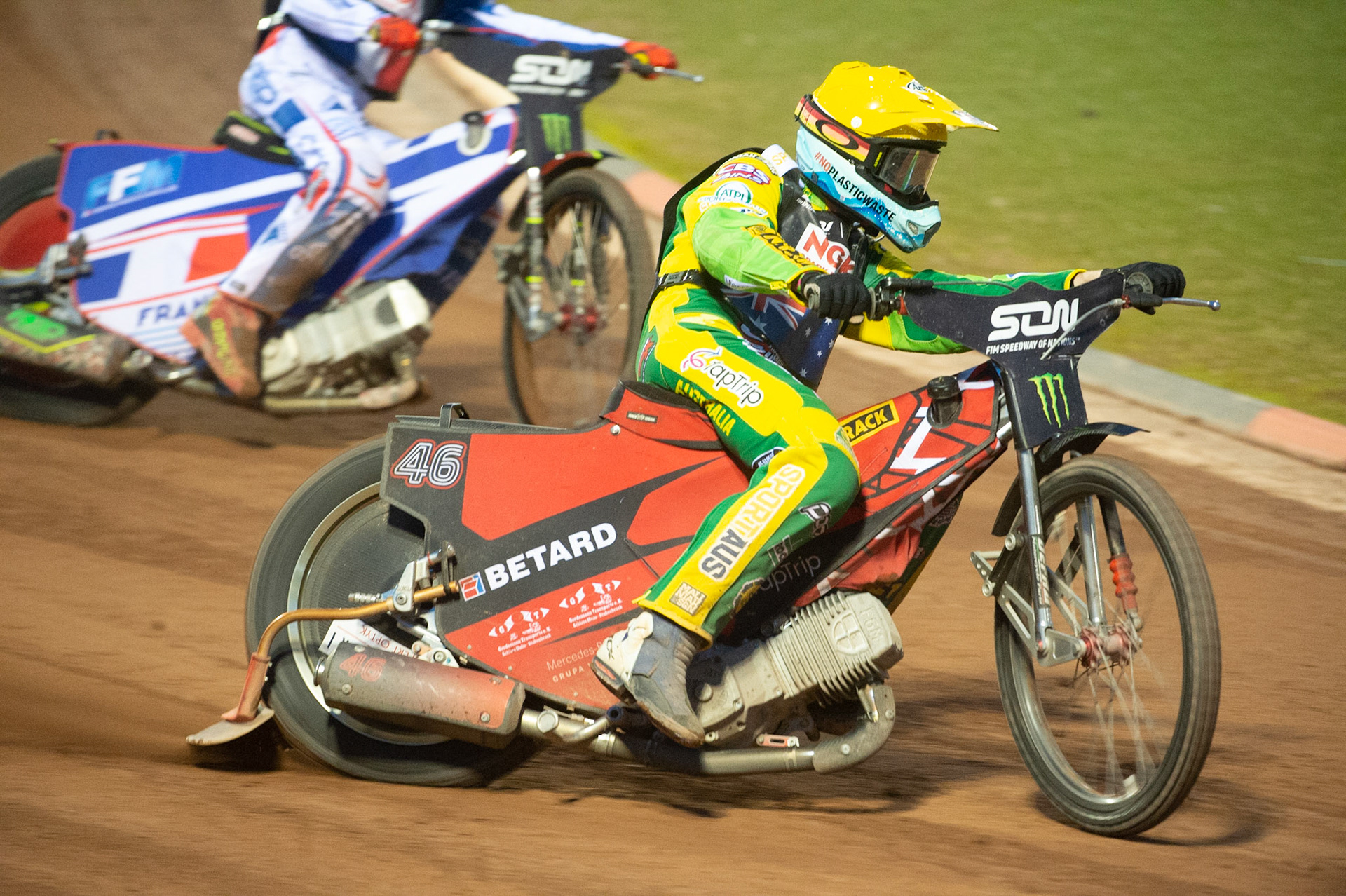 MANCHESTER, UK. OCT 16TH Max Fricke of Australia in action  during the Monster Energy FIM Speedway of Nations at the National Speedway Stadium, Manchester on Saturday  16th October 2021. (Credit: Ian Charles | MI News)
