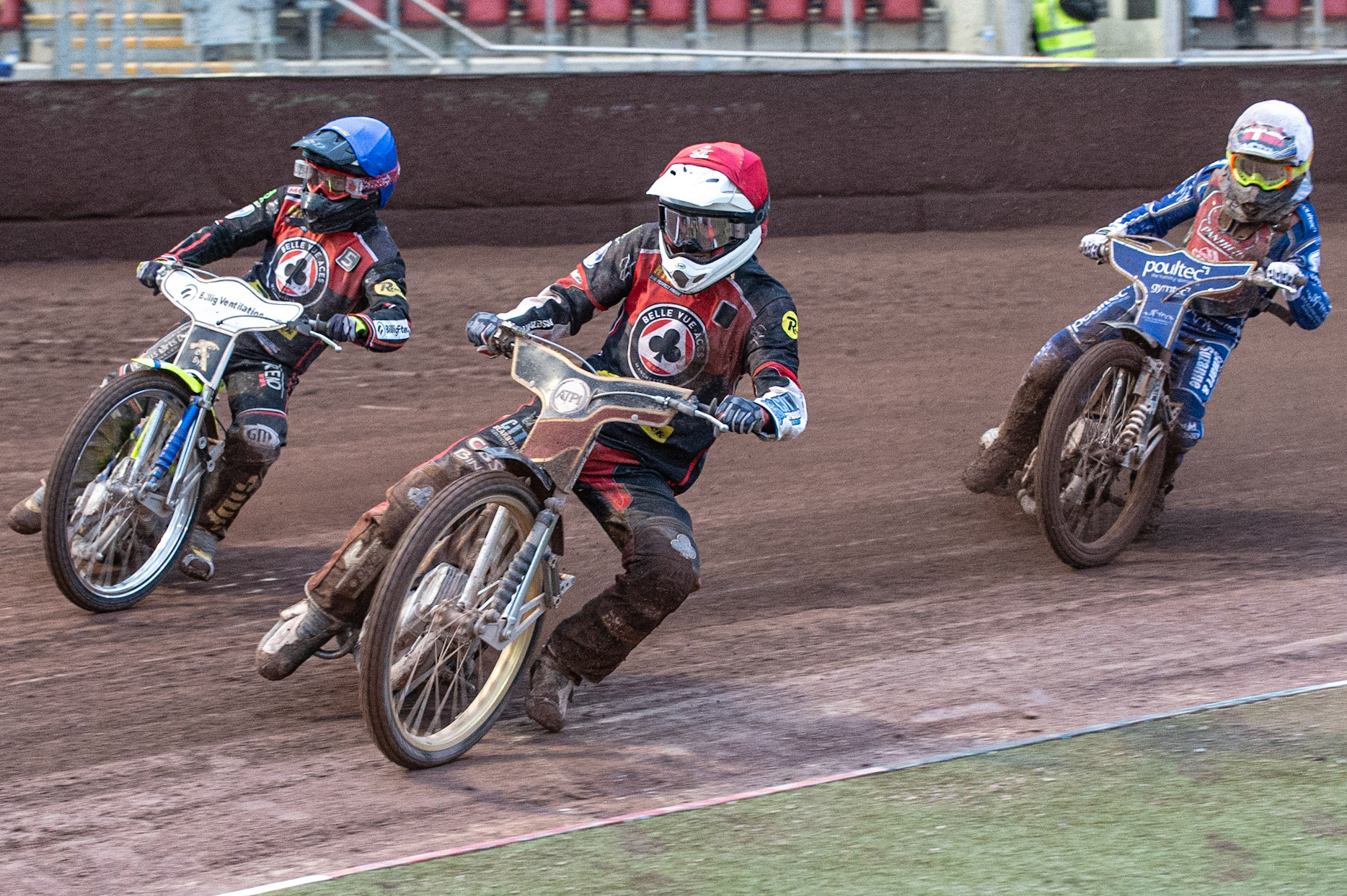 Photo by Ian Charles:

Max Fricke  (Red) and Kenneth Bjerre  (Blue) lead Michael Palm Toft (White)

Belle Vue Aces v Peterborough Panthers, British Speedway Premiership, National Speedway Stadium, Manchester, Thursday, 13, June, 2019