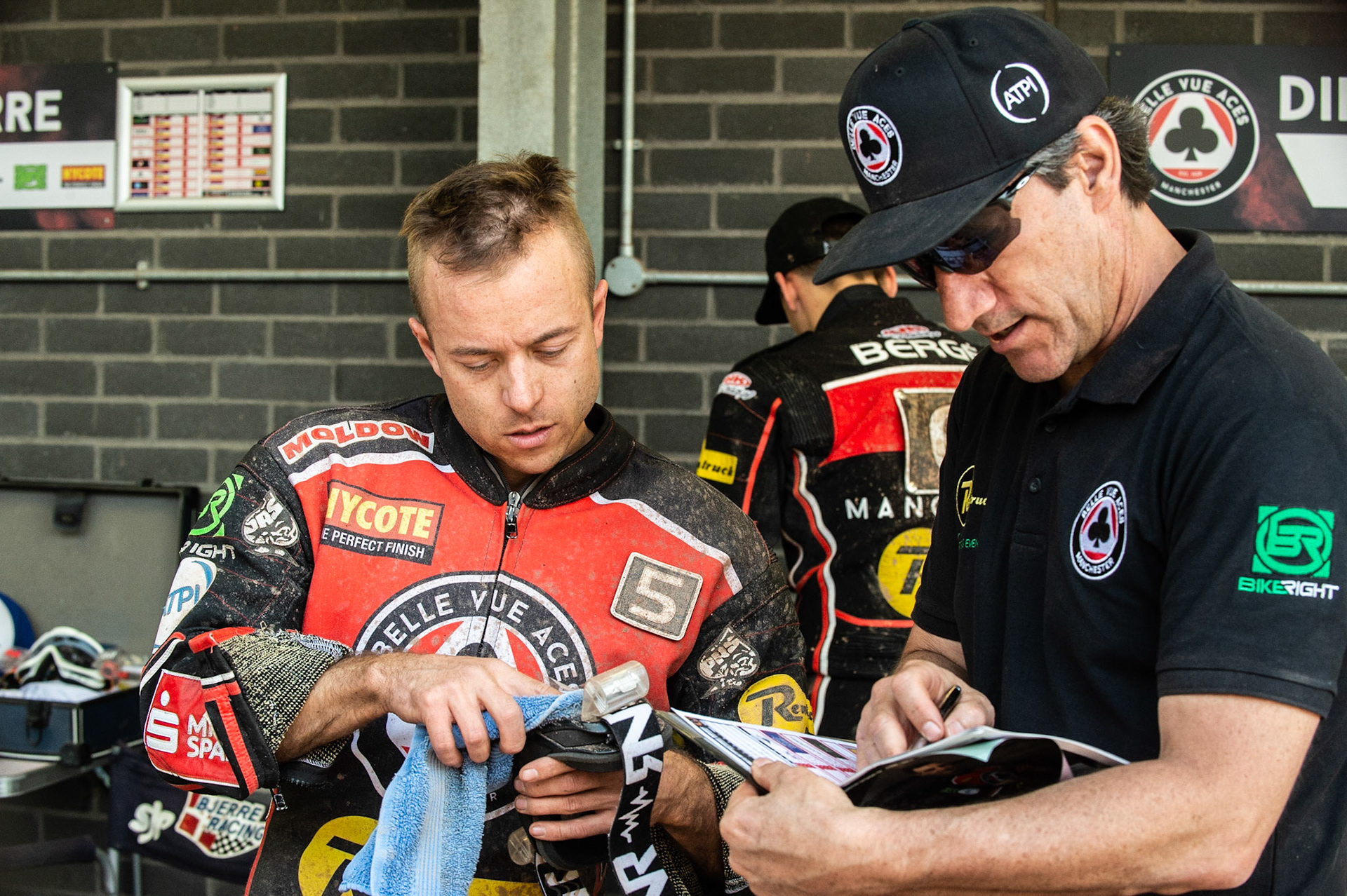 Photo by Ian Charles:

Kenneth Bjerre  (left) with Mark Lemon

Belle Vue Aces v Wolverhampton Wolves, National Speedway Stadium, Manchester, Monday, 22, April, 2019