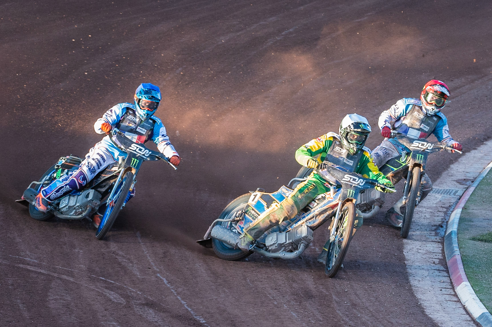 Photo: Ian Charles
 
Chris Holder (White) leads David Bellego (Red) and Dimitri Berge (Blue)

Monster Energy FIM Speedway Of Nations, Race Off 2, Belle Vue National Speedway Stadium, Manchester 7 May  2019